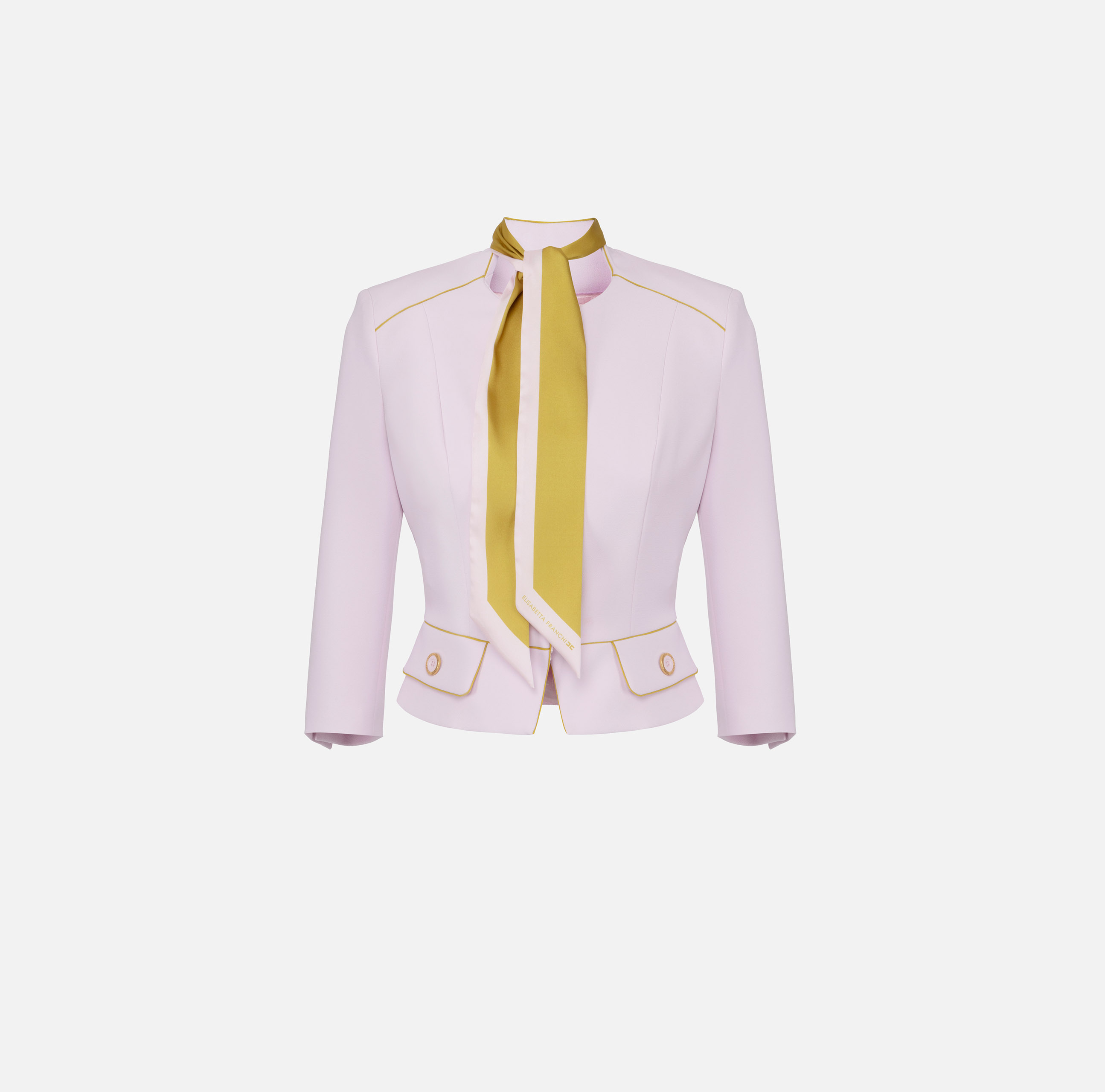 スーツ ELISABETTA FRANCHI Crepe jacket with contrasting topstitchin Jacket in crêpe fabric with contrasting piping | Elisabetta