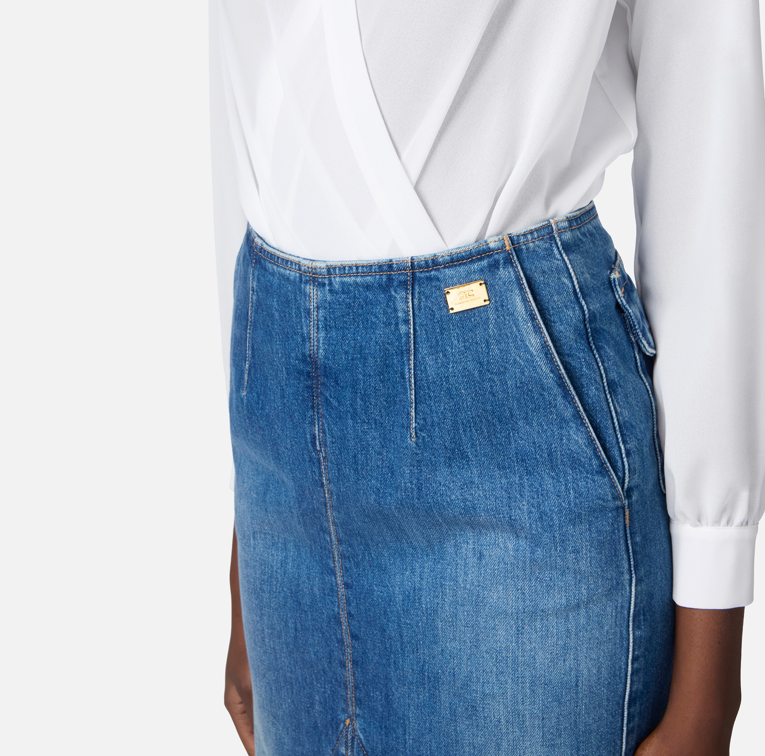 スカート ELISABETTA FRANCHI Women Skirts AM14T51E2DC8 Blue Elisabetta Franchi Skirt for Women SS25 | GIGLIO.COM