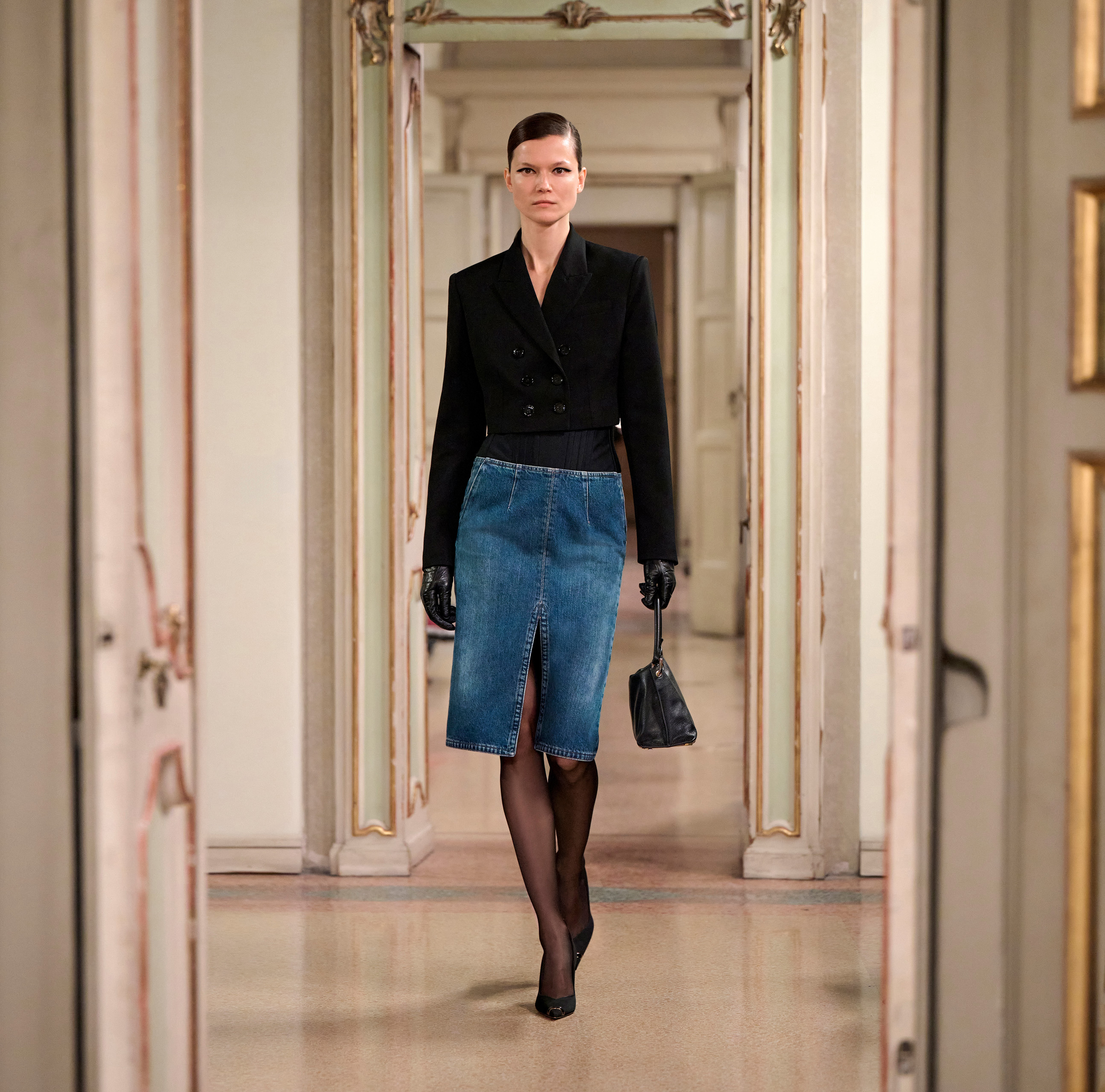 Denim and neoprene skirt | Elisabetta Franchi