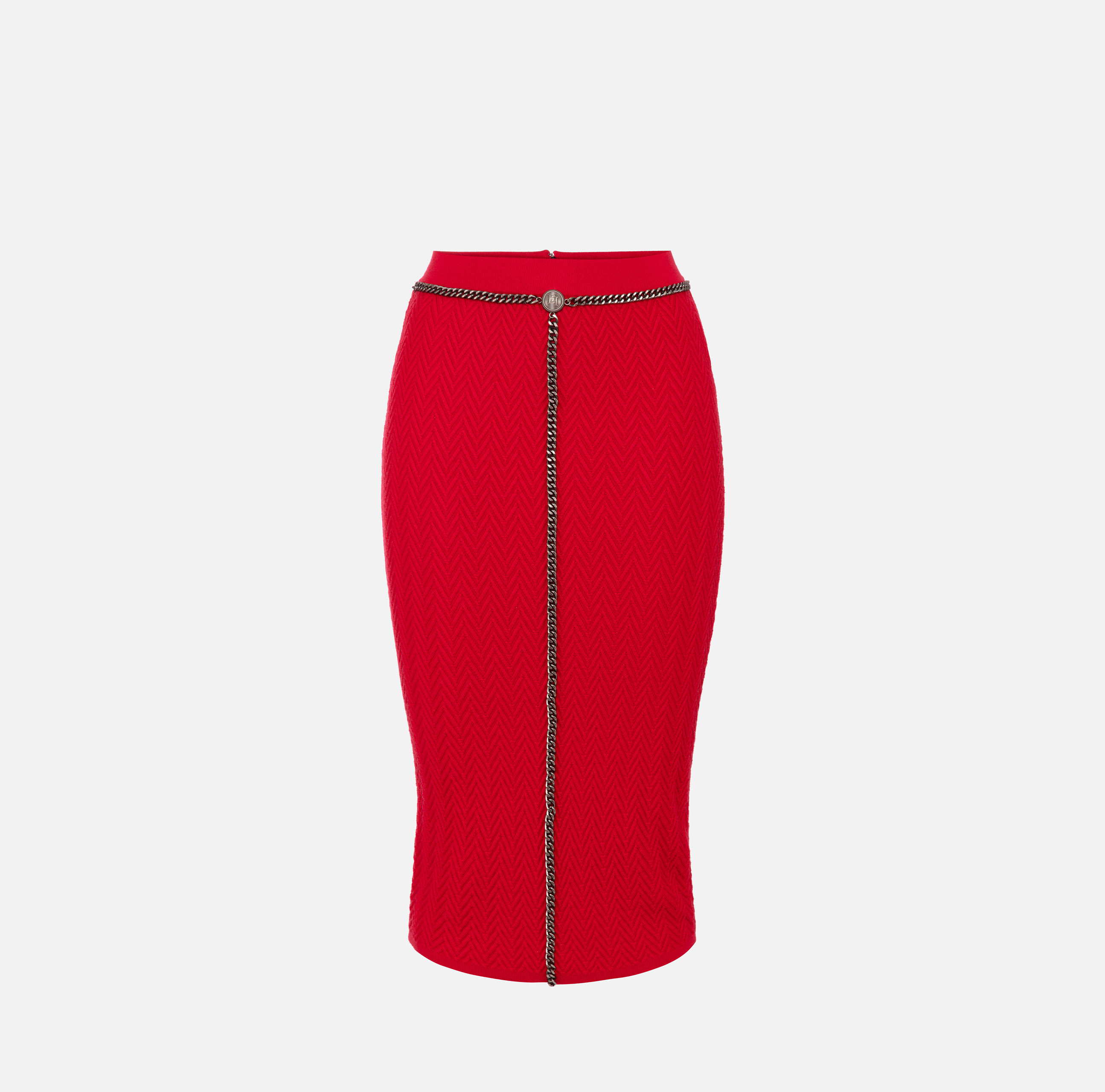 スカート ELISABETTA FRANCHI Women Skirts GK05B47E2CG5 RED Viscose midi skirt with chain | Elisabetta Franchi