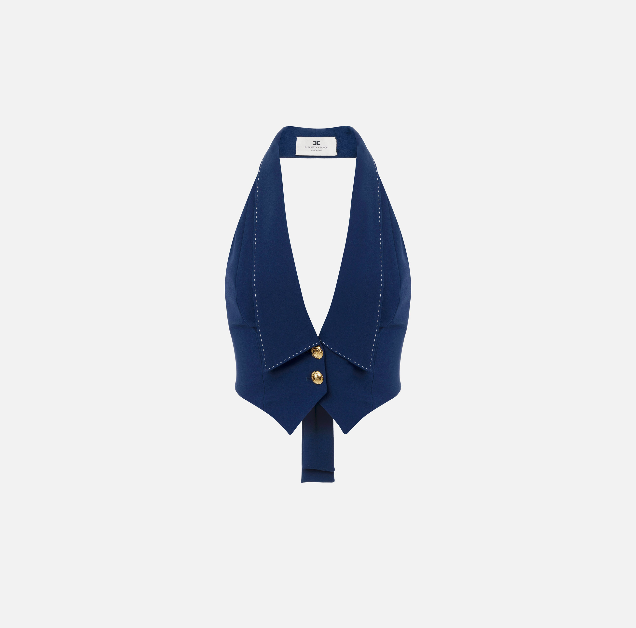 elisabetta franchi Gilet en crêpe avec surpiqûres contrastées