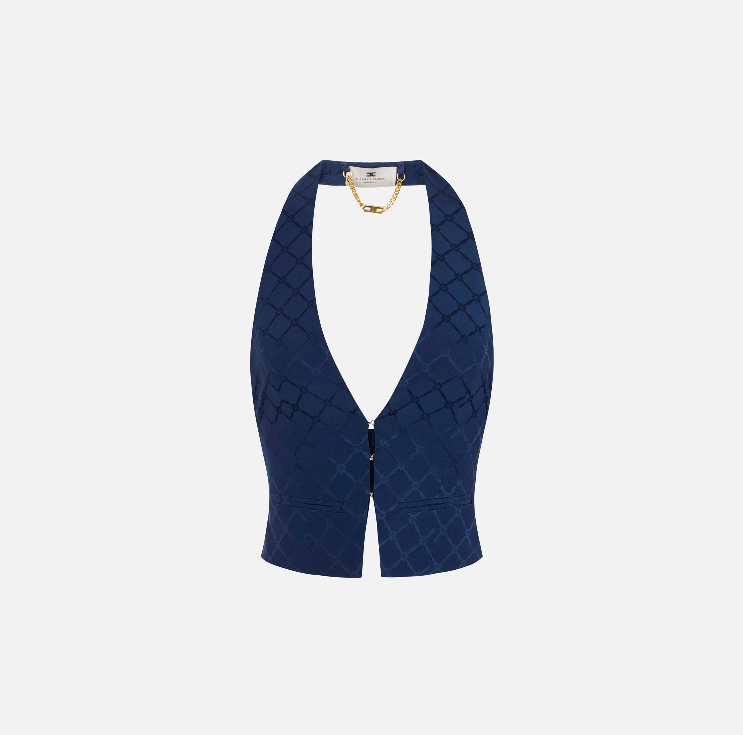 elisabetta franchi Gilet en satin avec losange jacquard