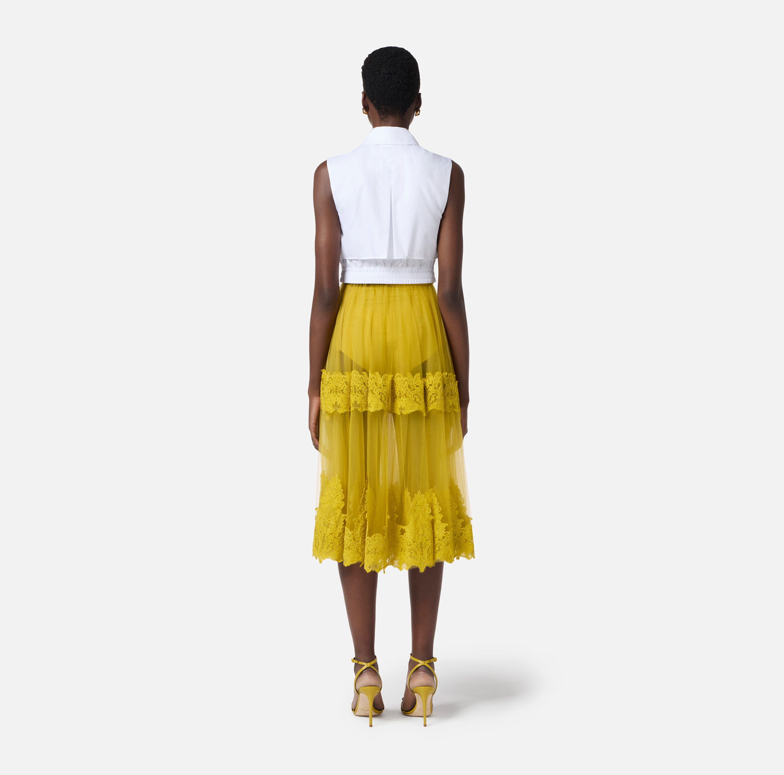 スカート Elisabetta Franchi TULLE SKIRT WITH LACE DECORATIONS Skirt in tulle fabric with lace decorations | Elisabetta Franchi
