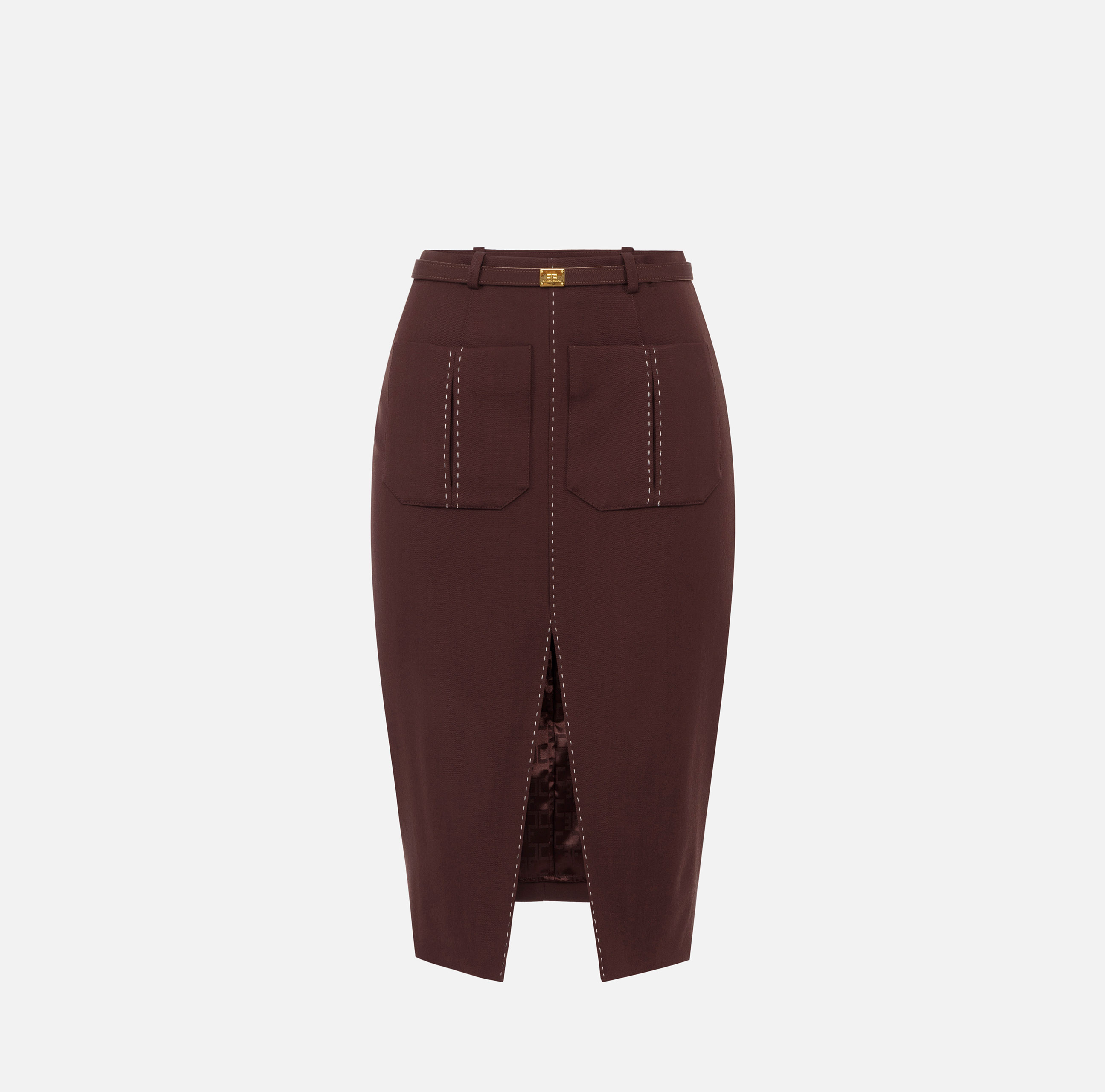 elisabetta franchi Jupe en laine légère avec surpiqûres contrastées