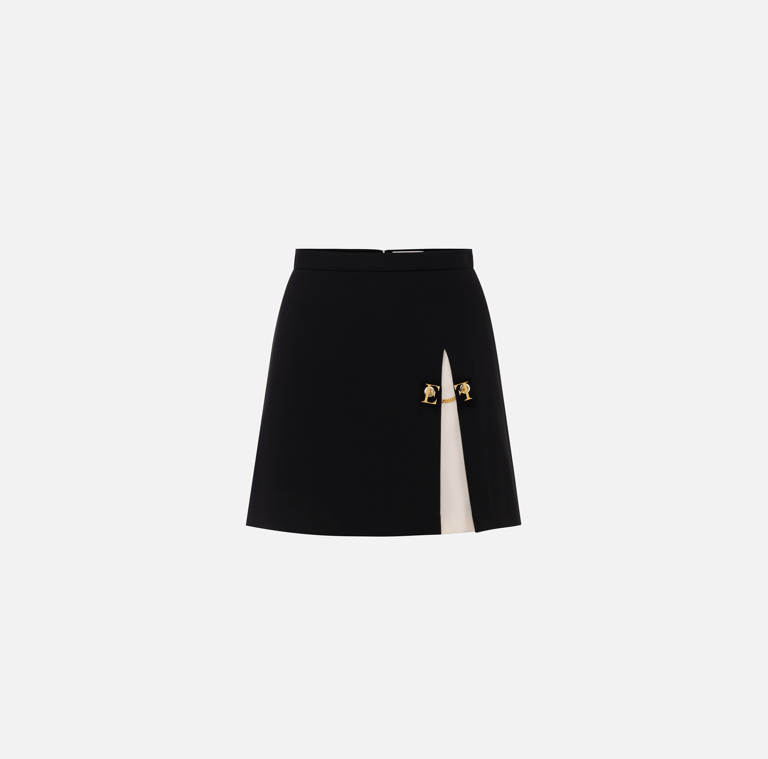 ミニスカート ELISABETTA FRANCHI DOUBLE CREPE MINI SKIRT WITH ZIP Miniskirt in two-tone crêpe fabric | Elisabetta Franchi