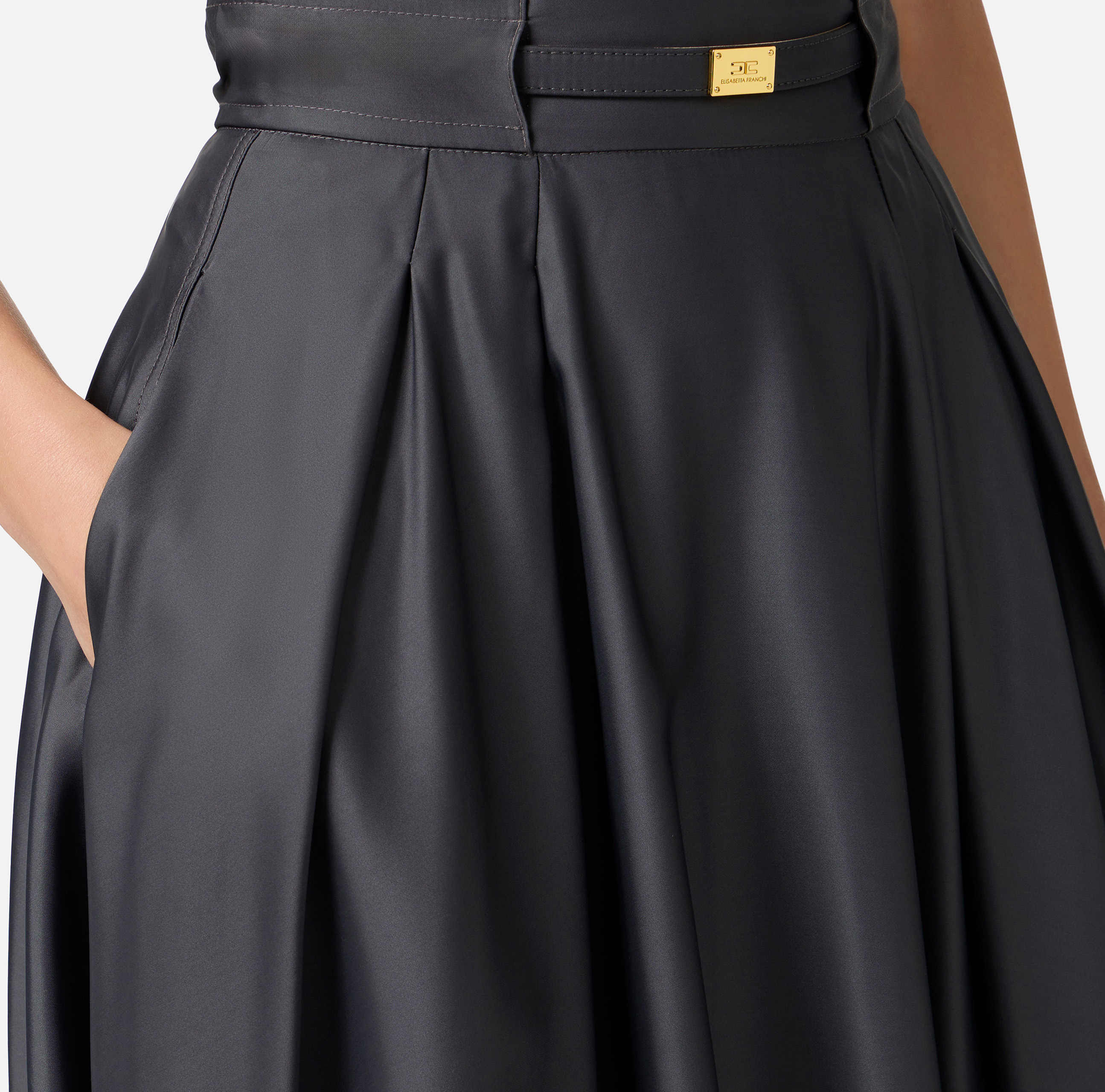 Circle skirt in satin fabric with belt | Elisabetta Franchi