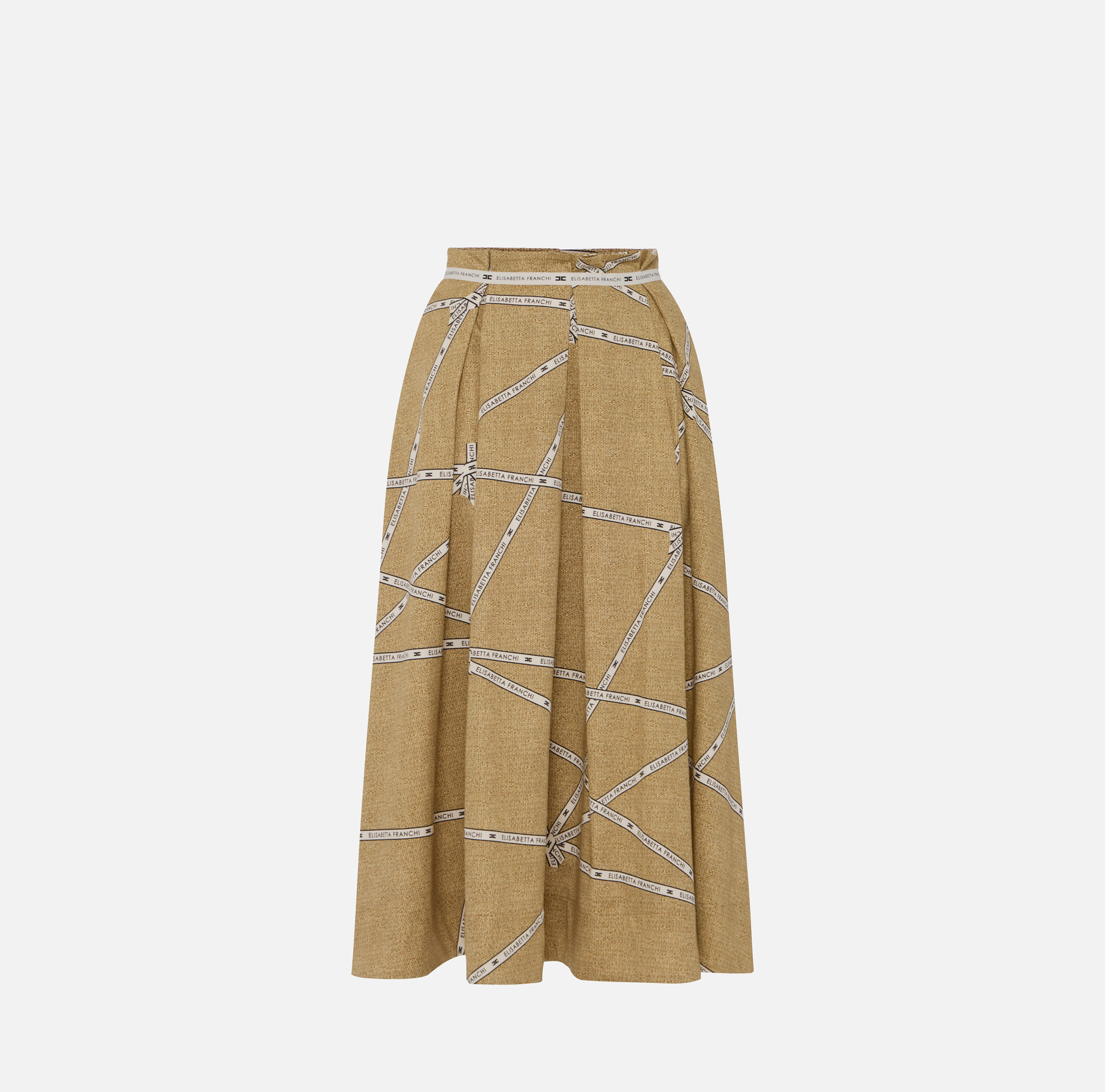 elisabetta franchi Jupe en coton avec imprimé raphia et ruban