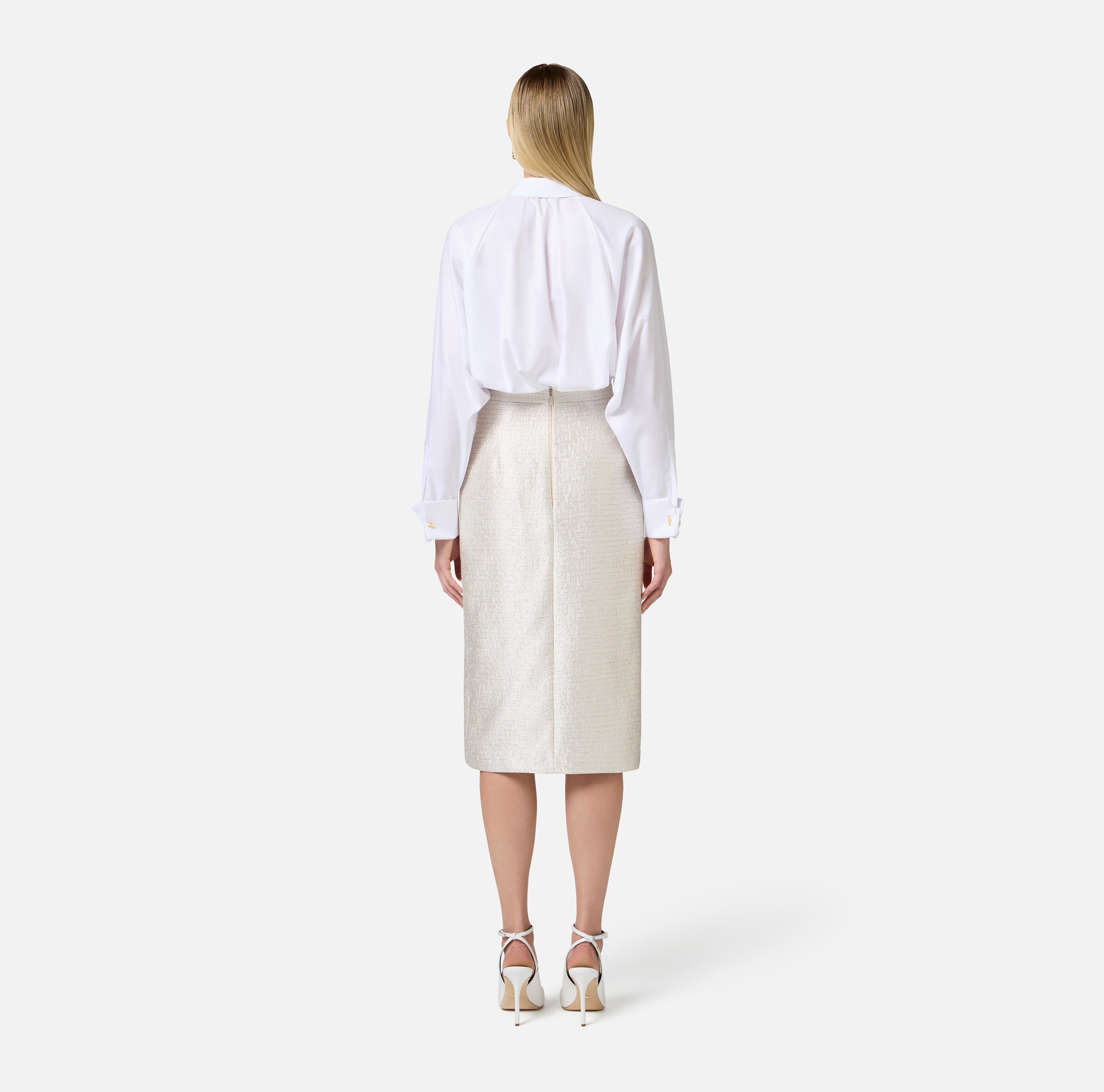 Lamé tweed skirt with jewel detail | Elisabetta Franchi