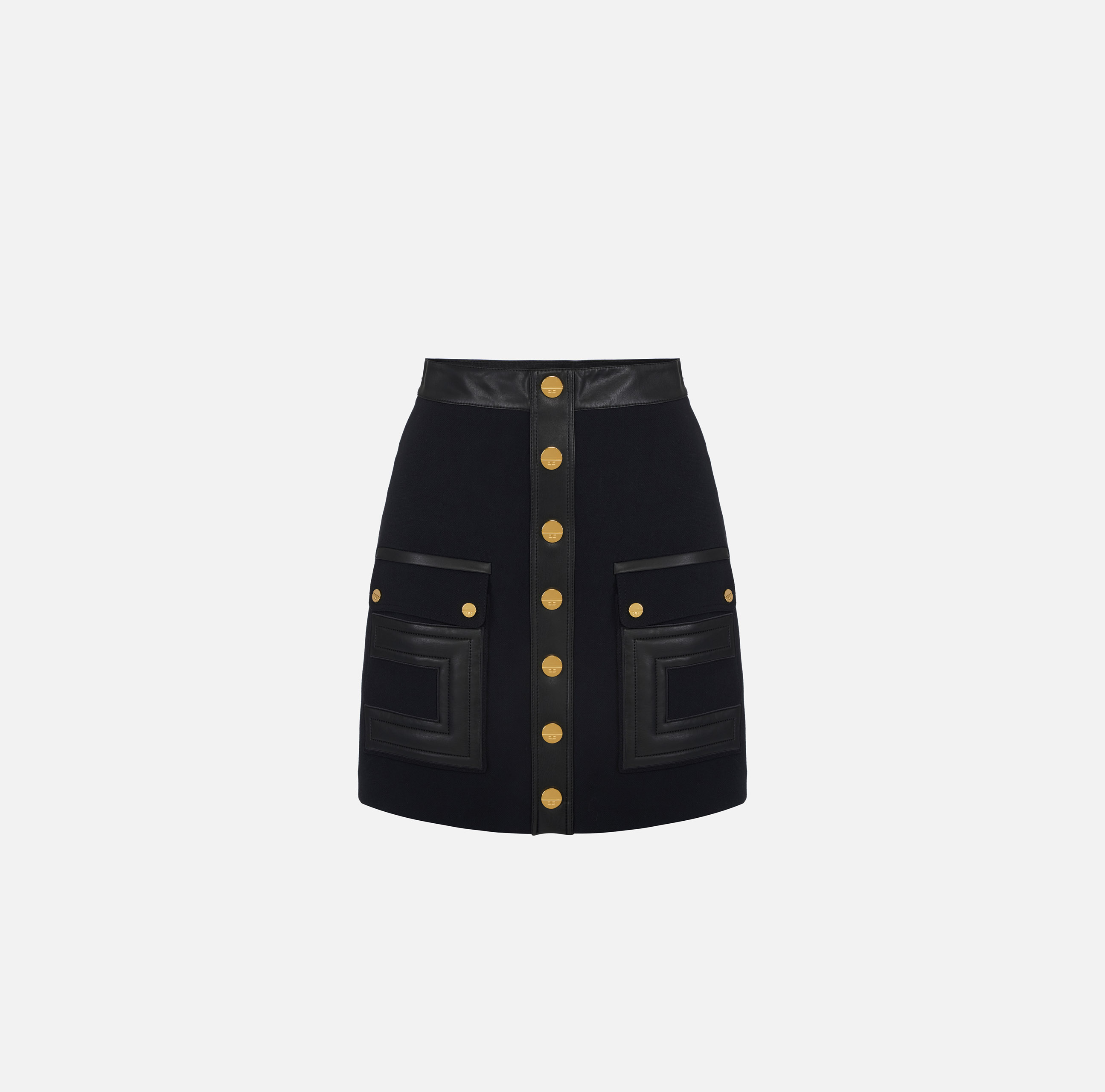 Mini skirt in double-layer crêpe fabric with logo details Mini skirt in double-layer crêpe fabric with logo details