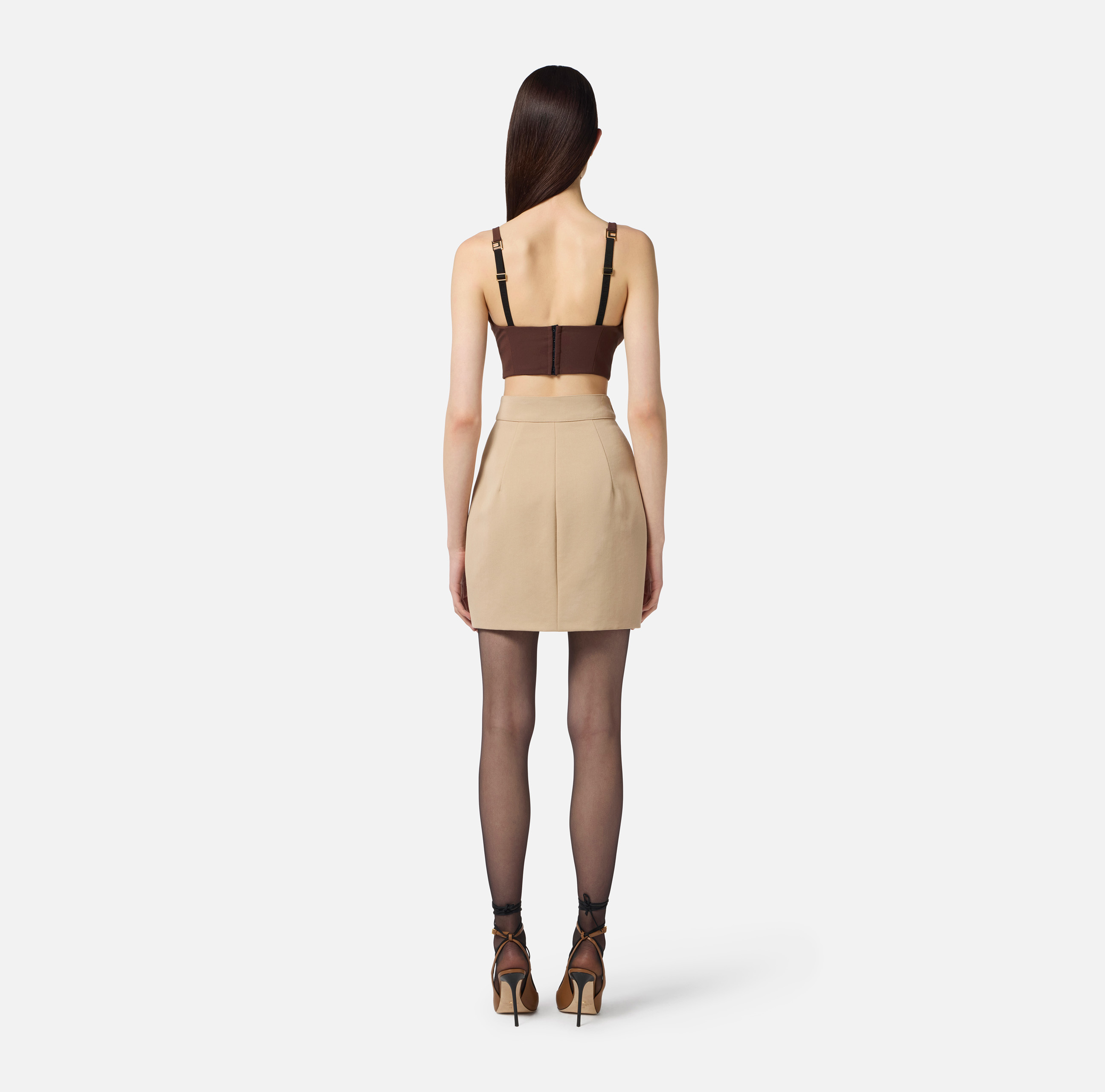スカート ELISABETTA FRANCHI Woman Skirt Orange GO073 DC6 Elisabetta Franchi stretch crêpe skirt with logoed zip