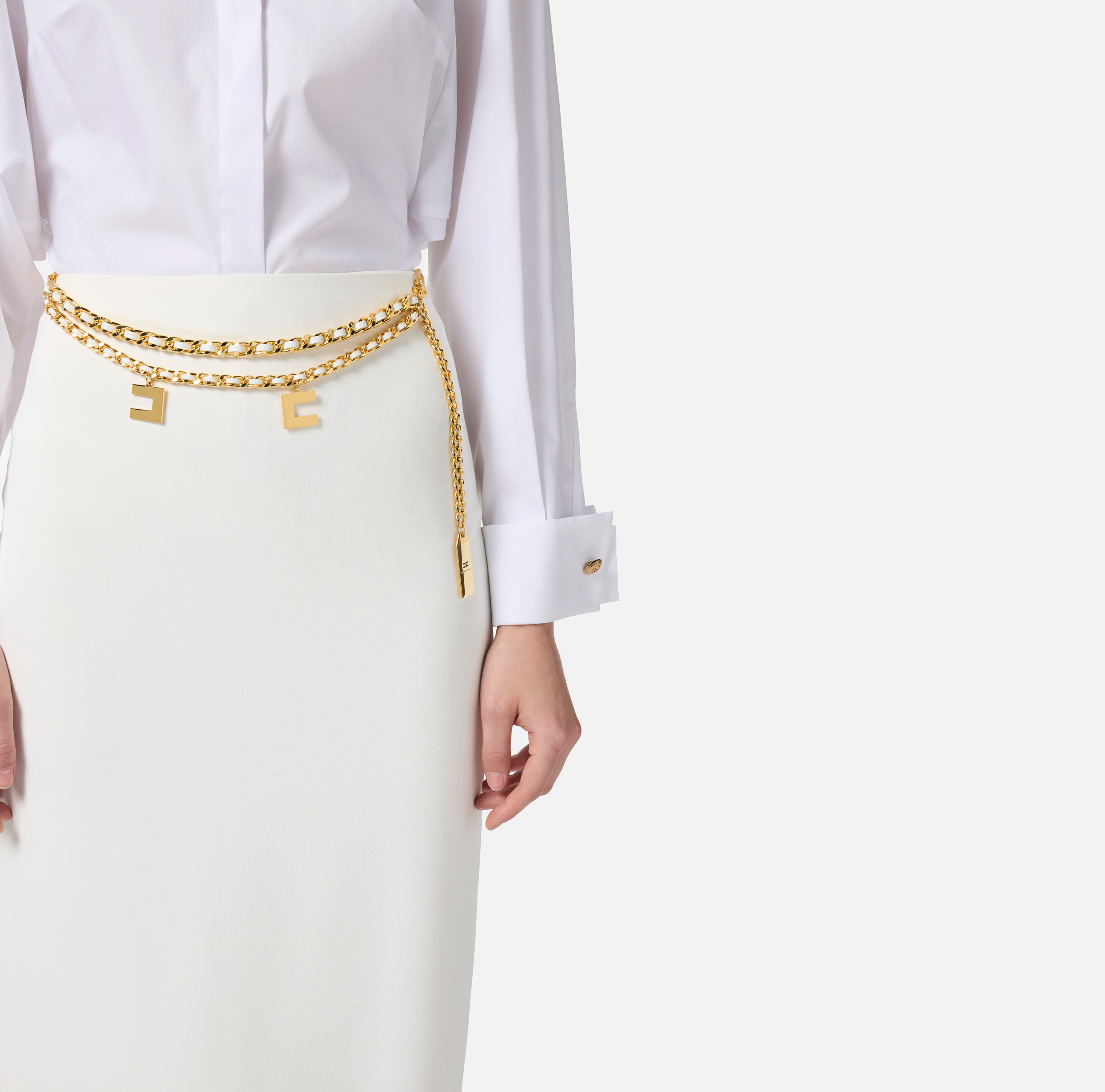 Lightweight crepe long skirt with chain | Elisabetta Franchi