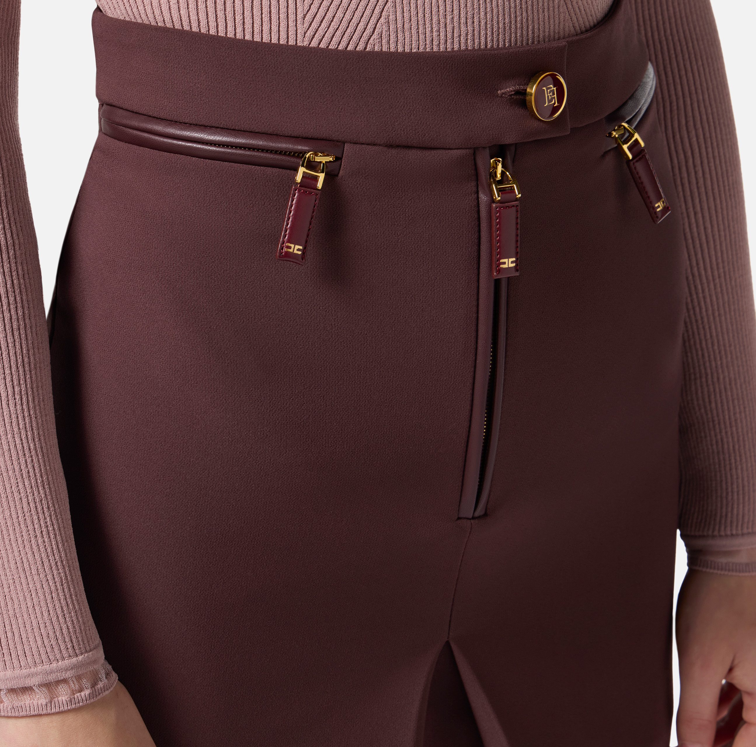 Skirt in double layer crêpe with zip | Elisabetta Franchi
