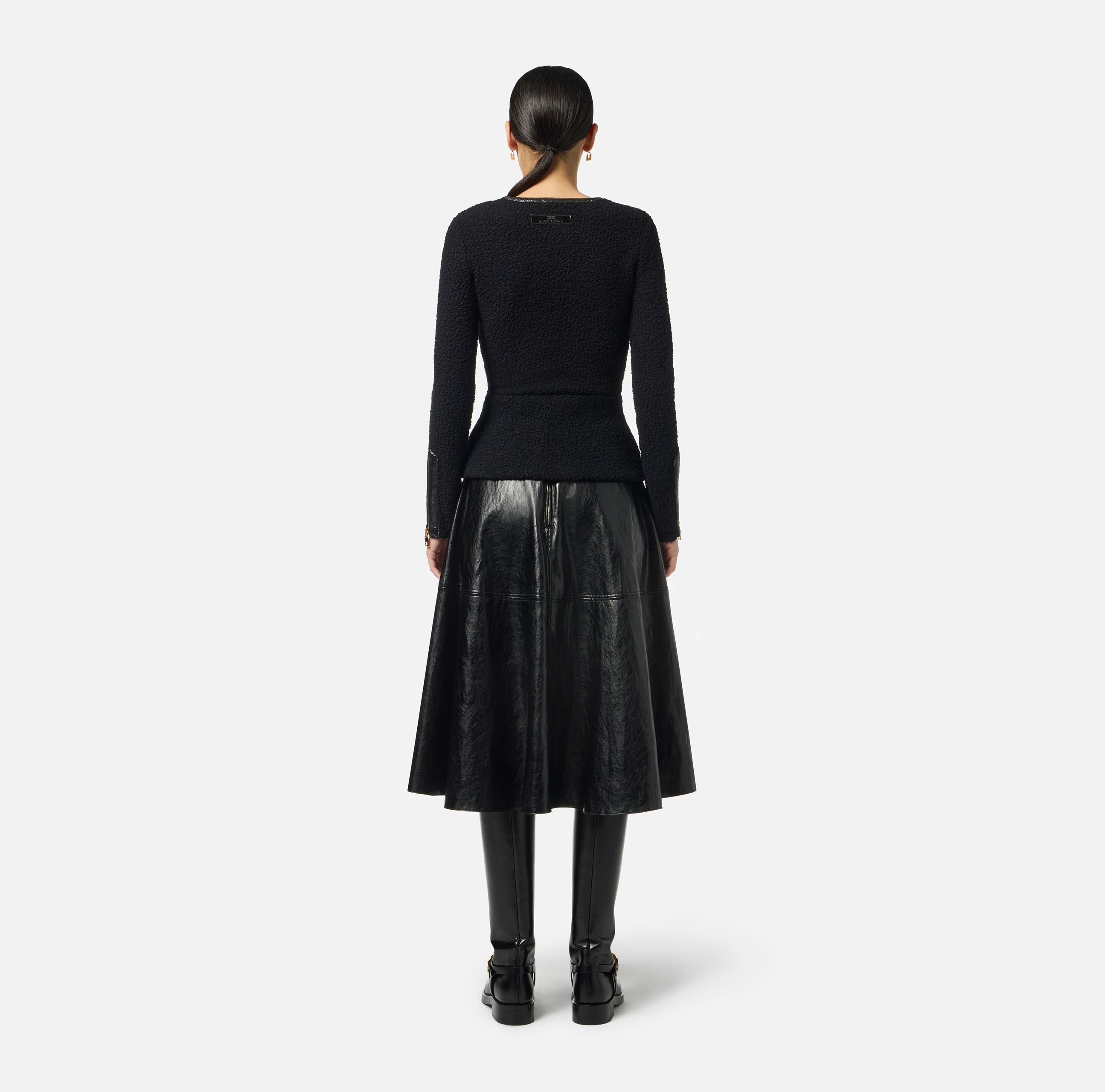 Crackled leather-effect skirt with logo details | Elisabetta