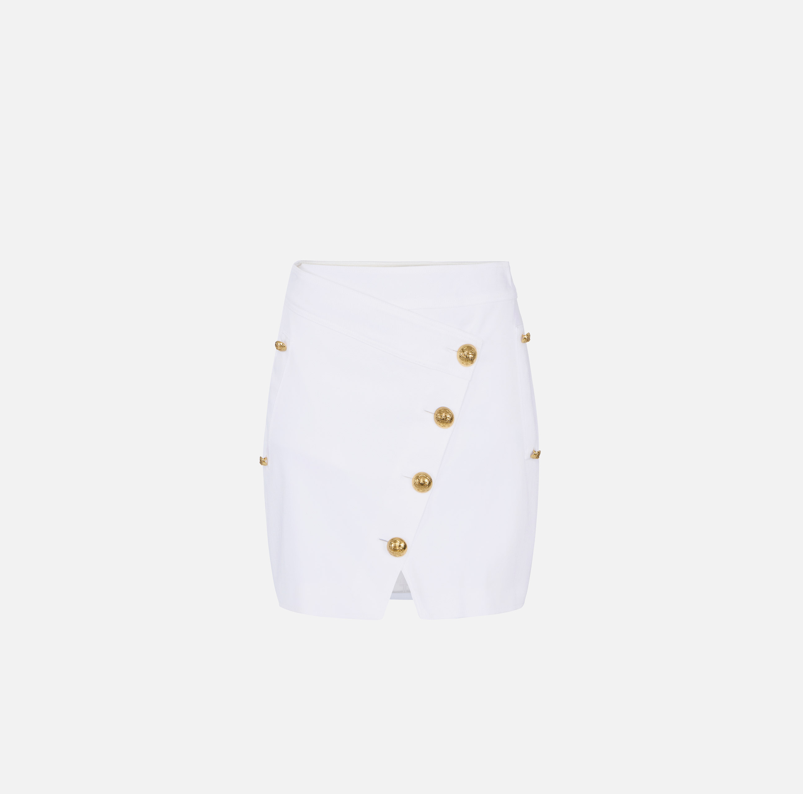 Cotton gabardine miniskirt with jewel buttons | Elisabetta Franchi