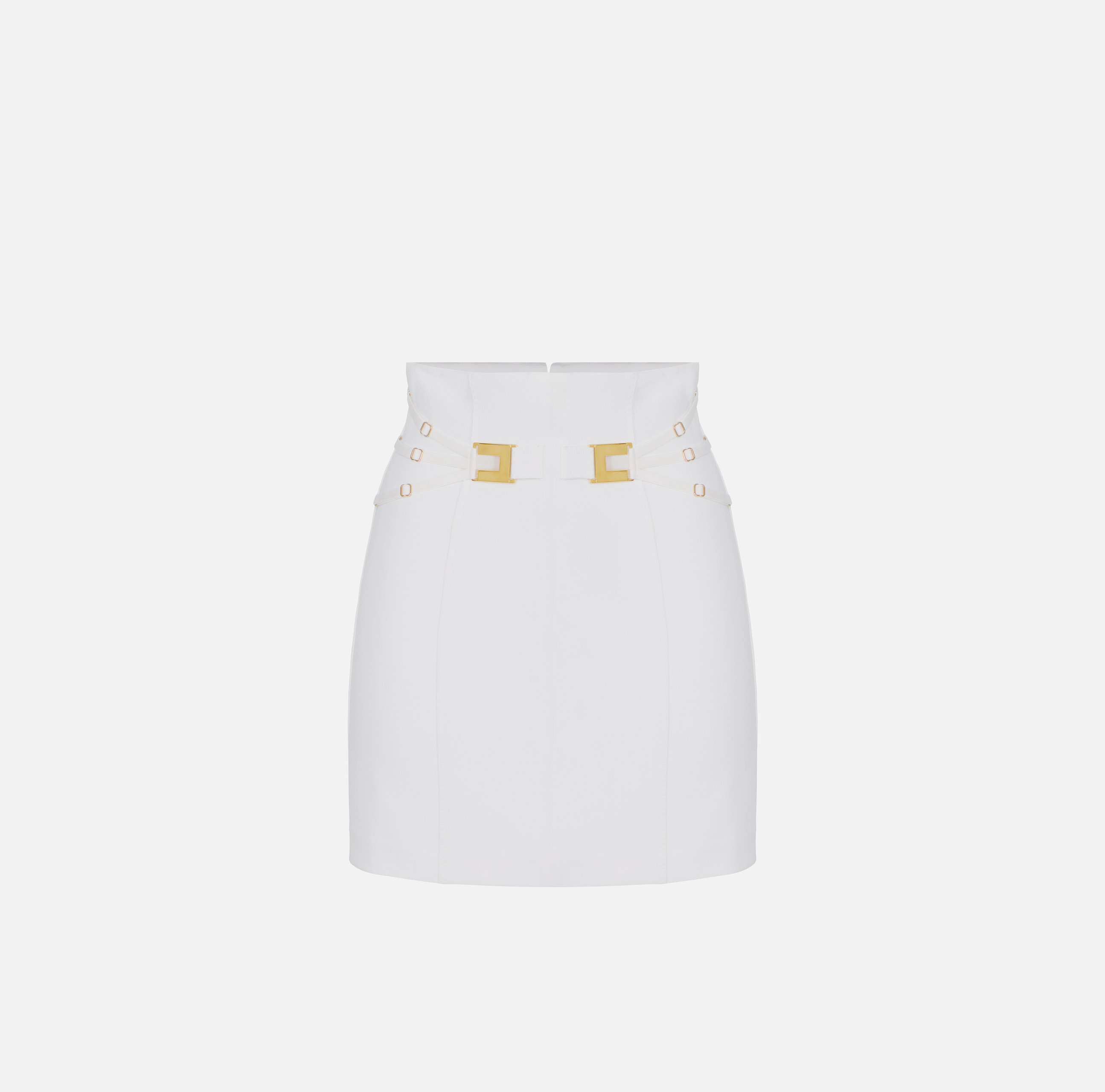 Stretch double crêpe mini skirt with elastic bands | Elisabetta