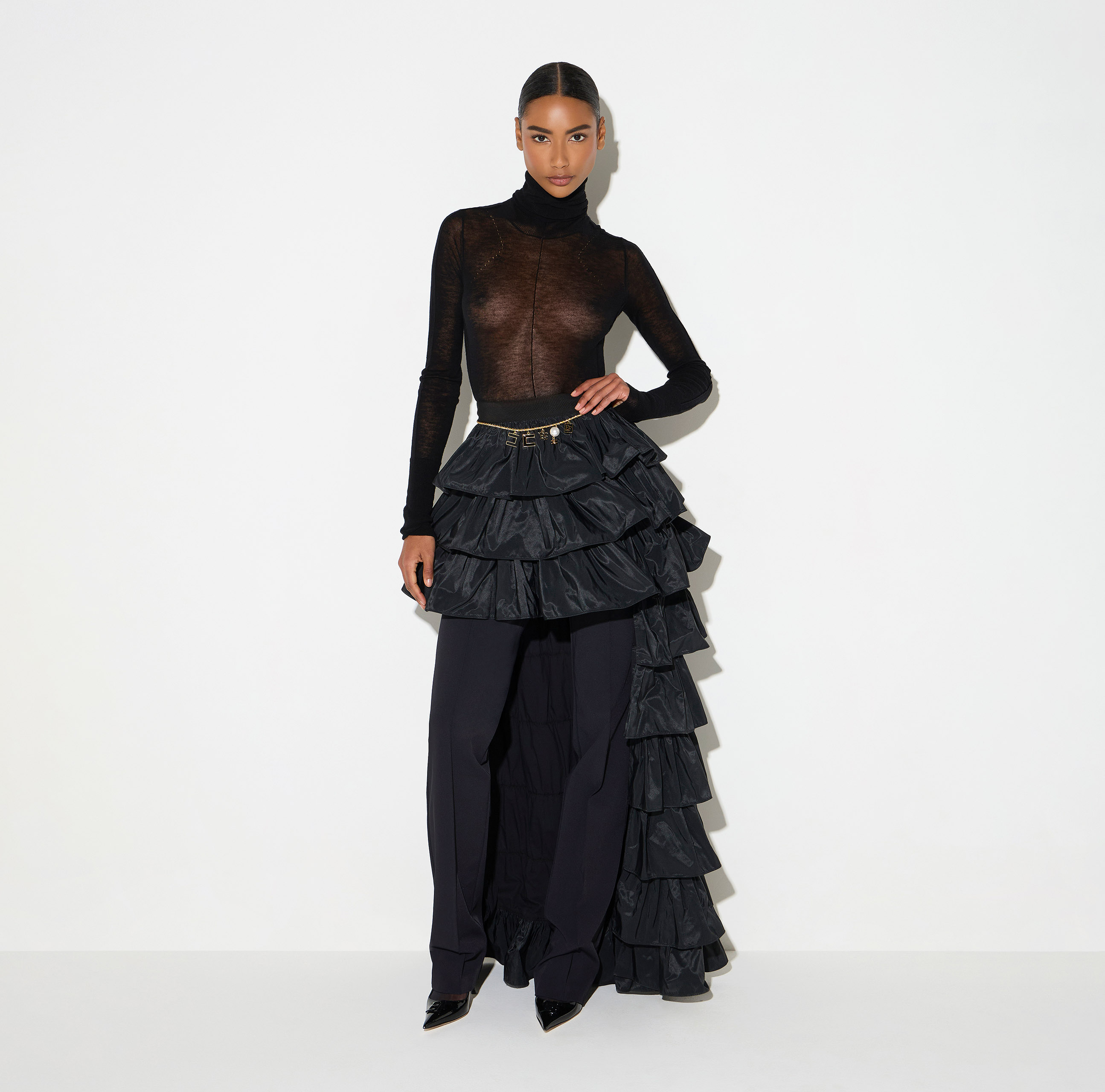 ELISABETTA FRANCHI フレアスカート ブラック GO23067E2_110_1_D.jpg