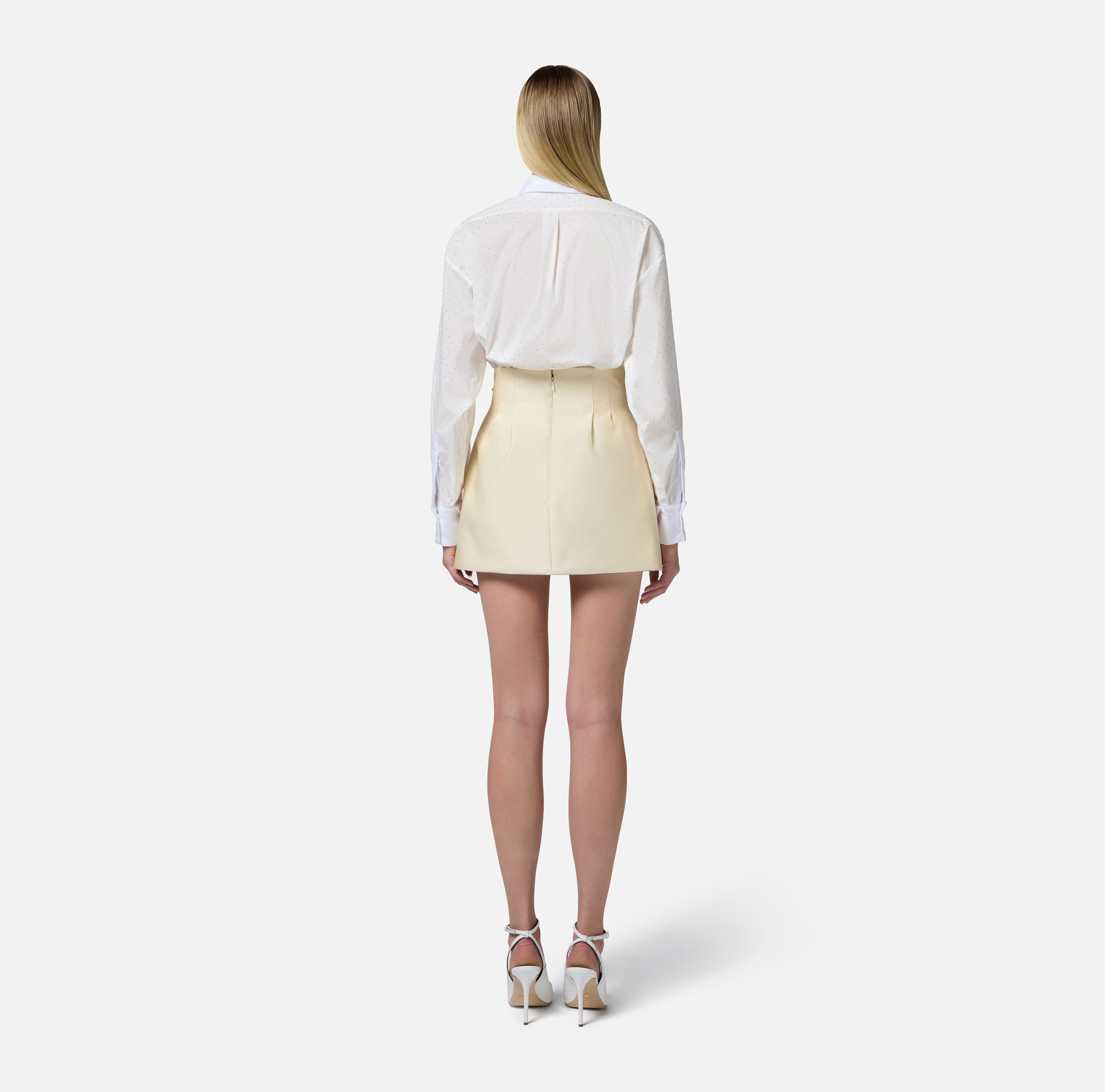 ミニスカート ELISABETTA FRANCHI Women Skirts LGOS8251E2DJ3 Beige Elisabetta Franchi Woman Duchesse Mini Skirt with Flower