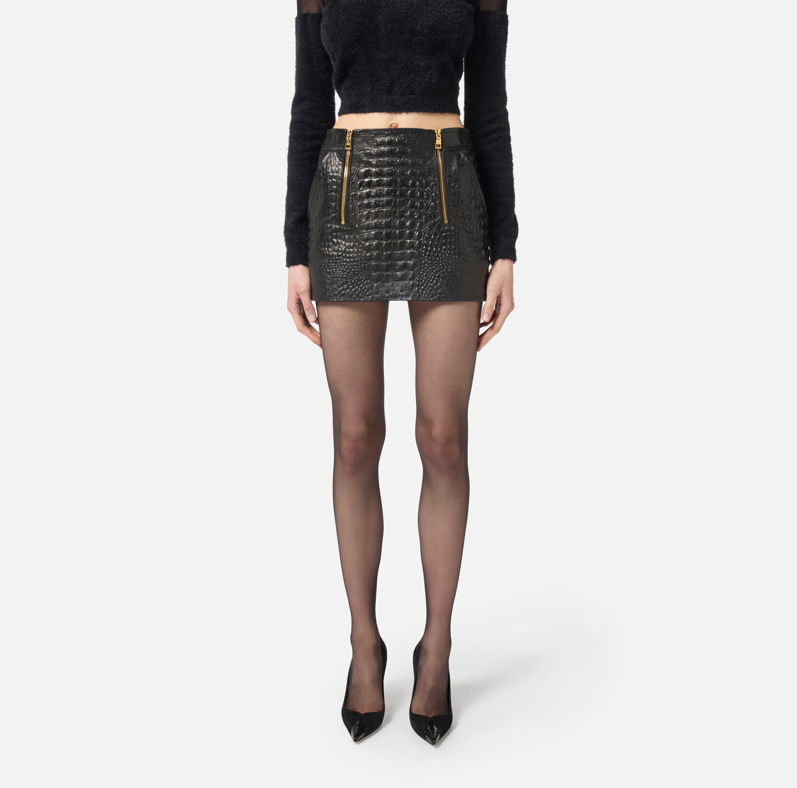Crocodile print leather miniskirt | Elisabetta Franchi