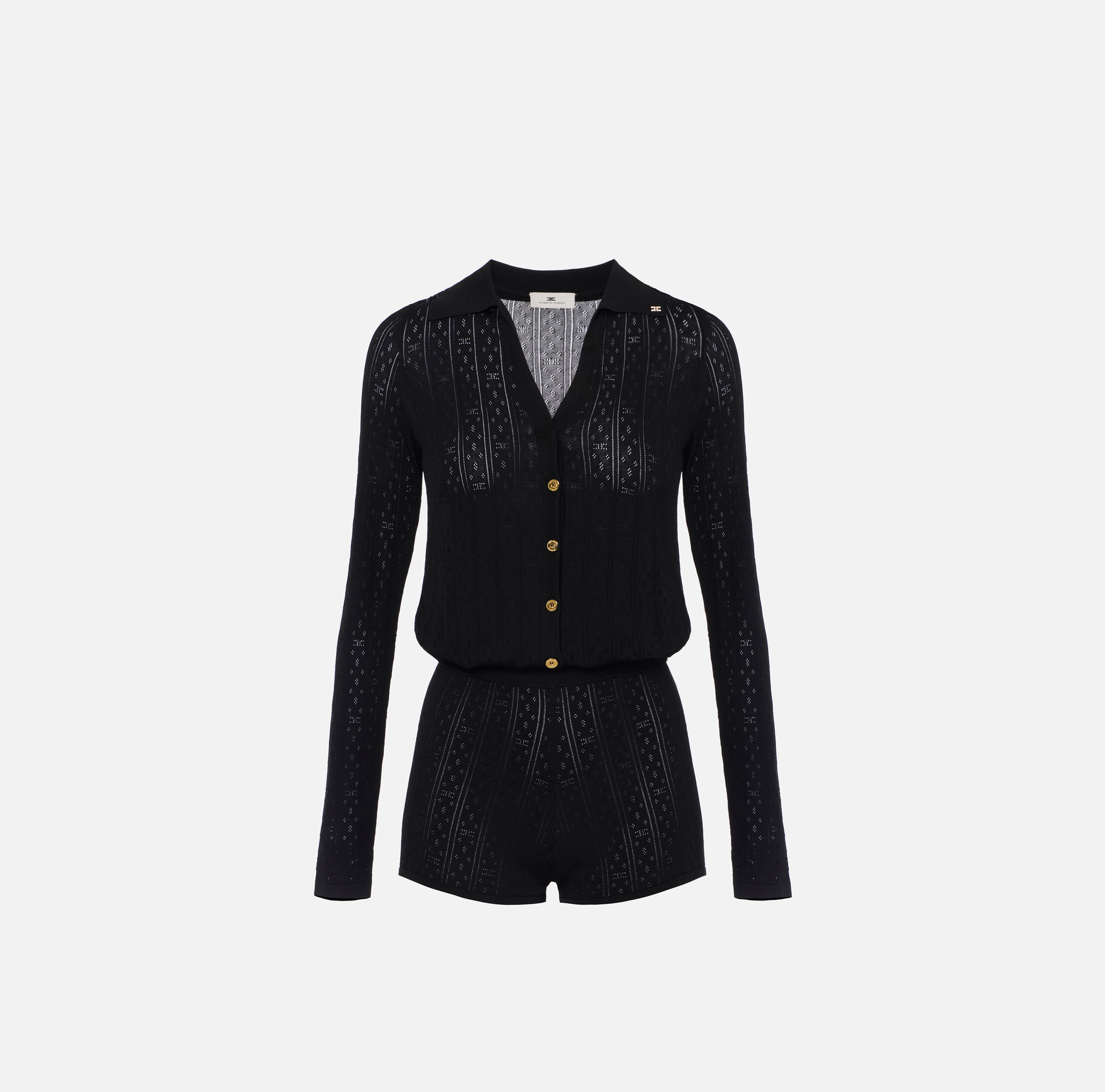 Knit jumpsuit with openwork embroideries | Elisabetta Franchi