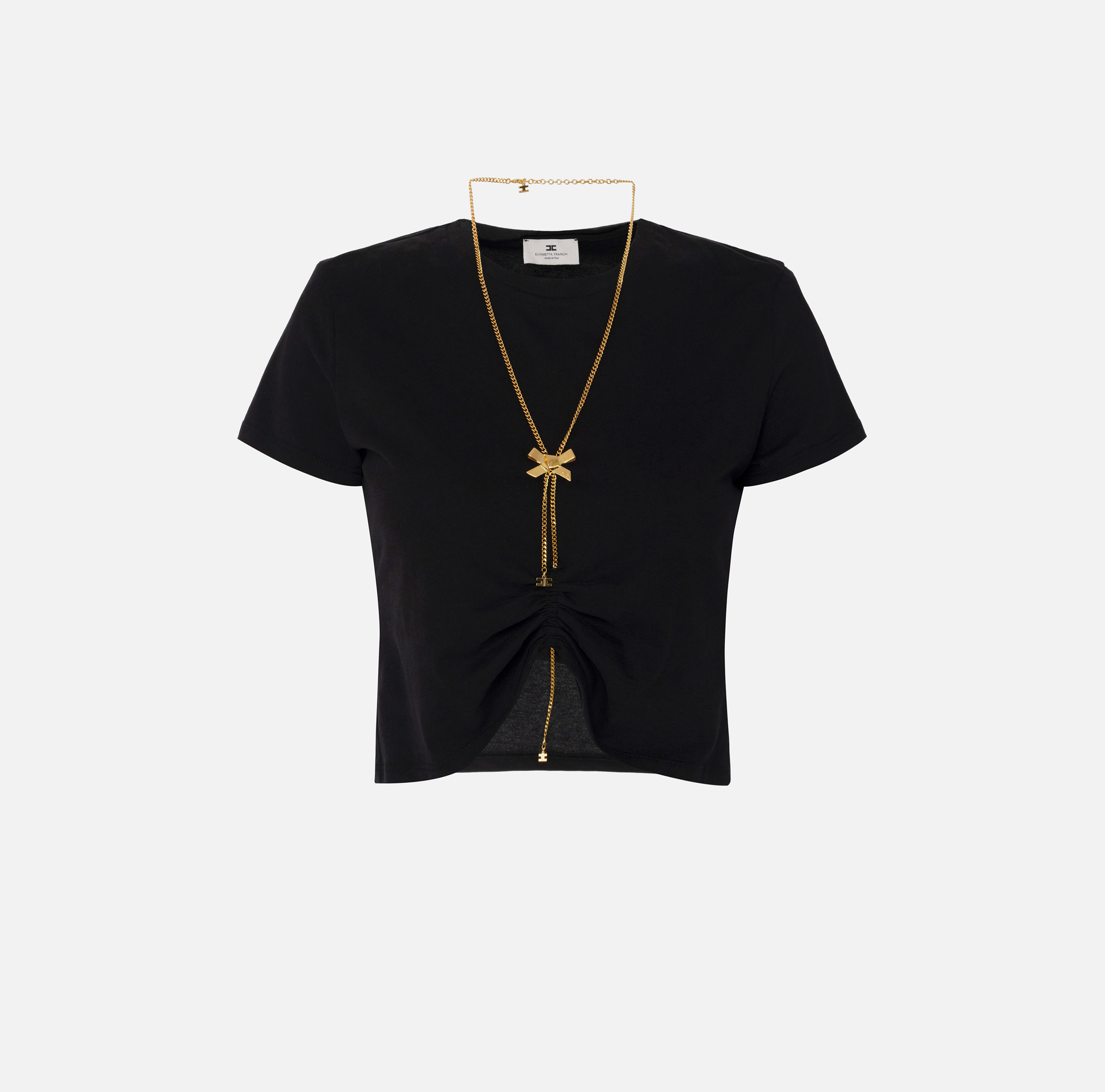 Jersey T-shirt with bow necklace | Elisabetta Franchi