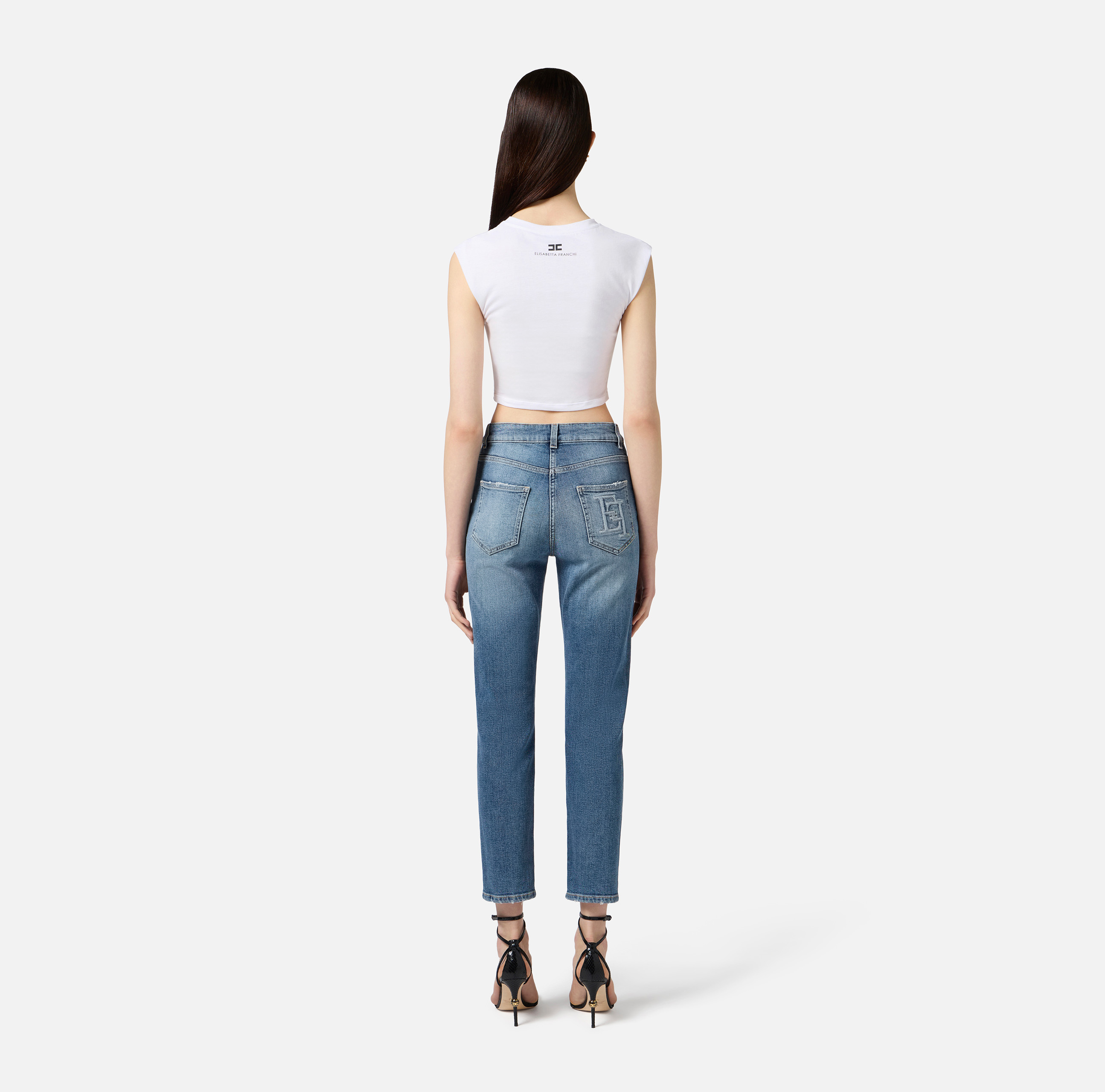 Tシャツ・カットソー ELISABETTA FRANCHI JERSEY T-SHIRT WITH JEWEL DETAIL T-Shirt MA02851E2