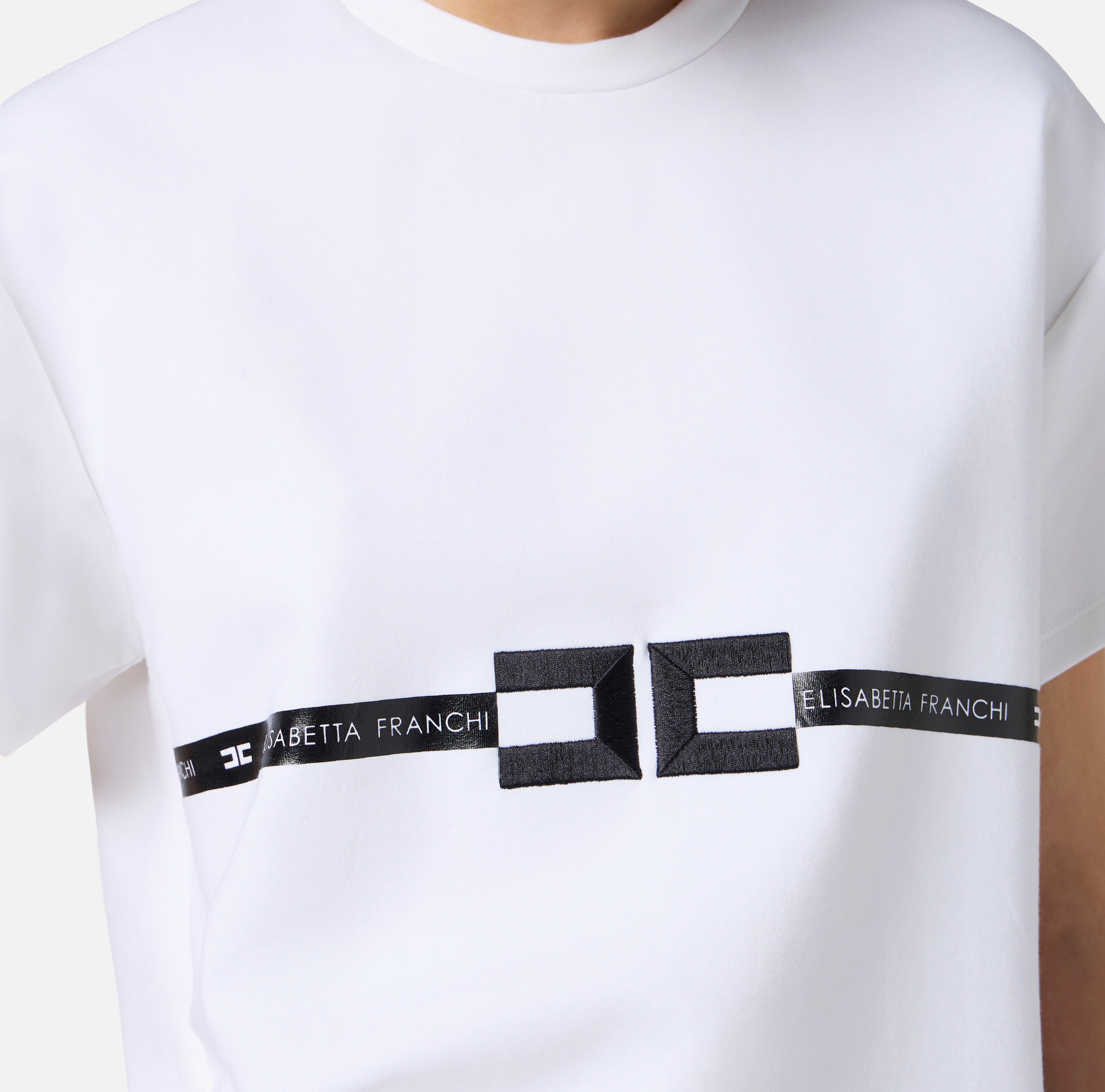Tシャツ・カットソー ELISABETTA FRANCHI LOGO T-SHIRT Heavy cotton jersey T-shirt with logo | Elisabetta Franchi