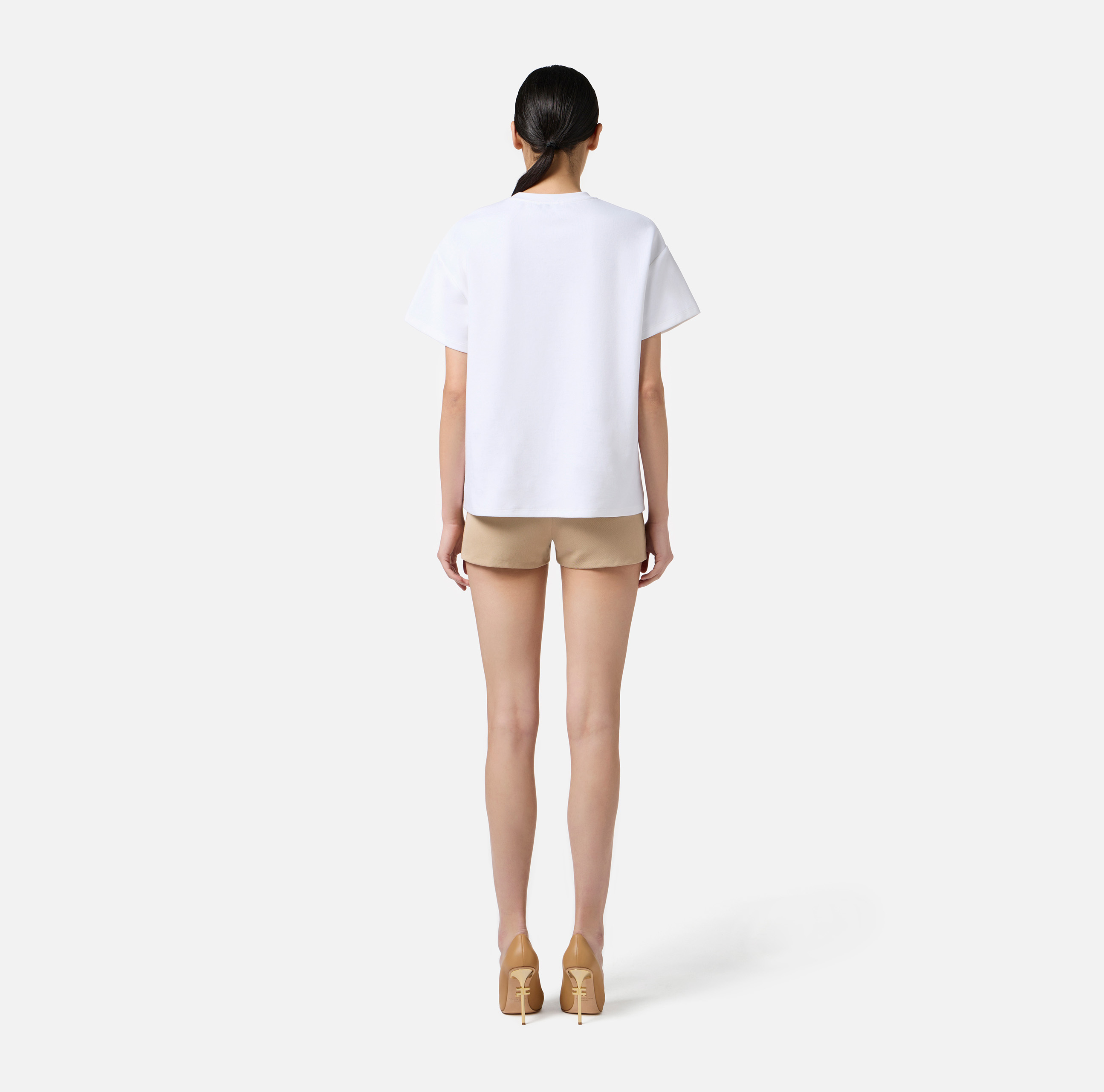 【25-26AW】ELISABETTA FRANCHI コットンジャージーTシャツ ３色 Heavy cotton jersey T-shirt with logo | Elisabetta Franchi