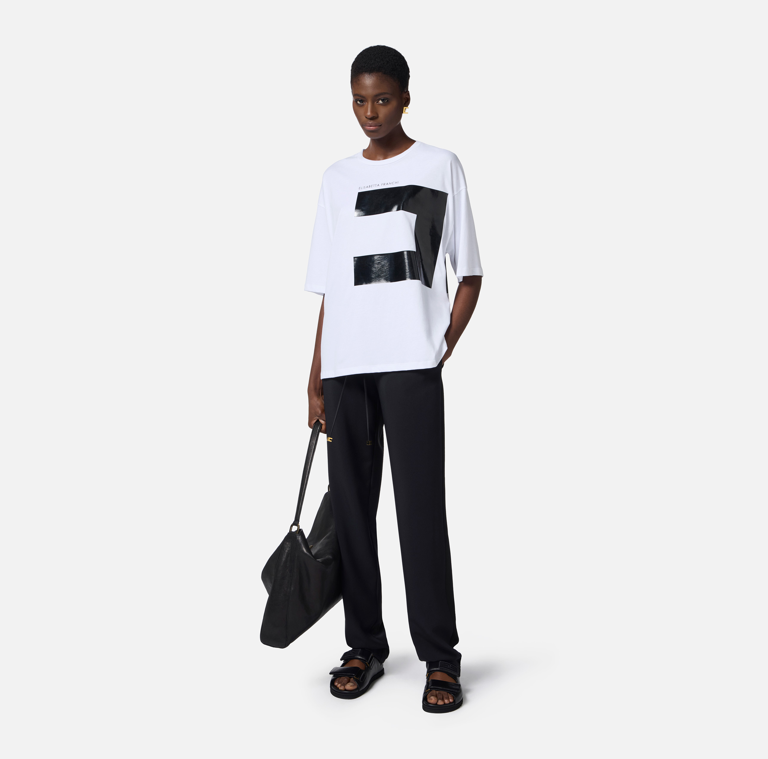 Tシャツ・カットソー ELISABETTA FRANCHI Woman T-Shirt Black MA016 110 Elisabetta Franchi Short T-shirts for Women | Editorialist
