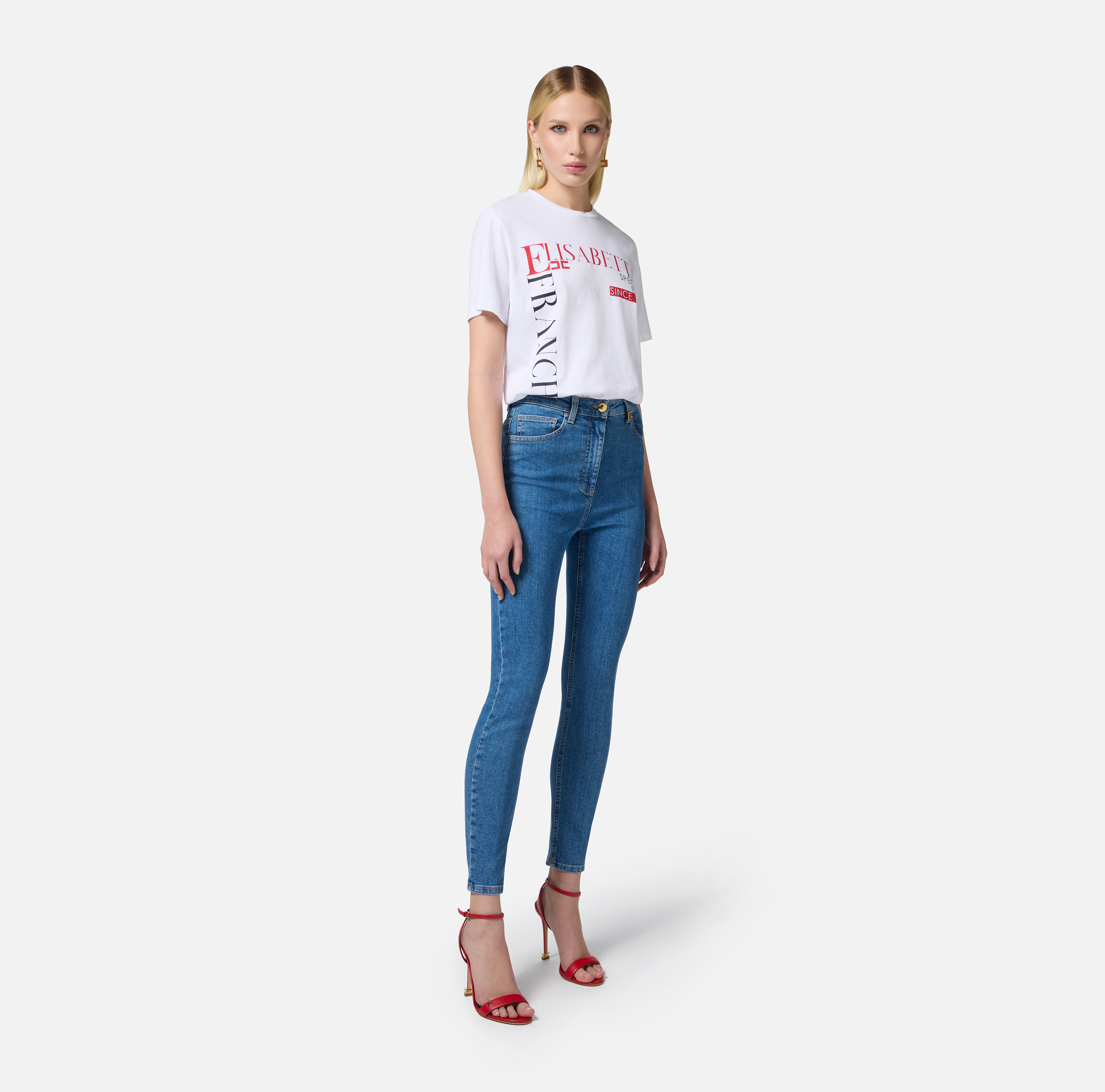 【★完売必至★】ELISABETTA FRANCHI ☆ レタリング Tシャツ t-shirt woman white - ELISABETTA FRANCHI - Urso Moda