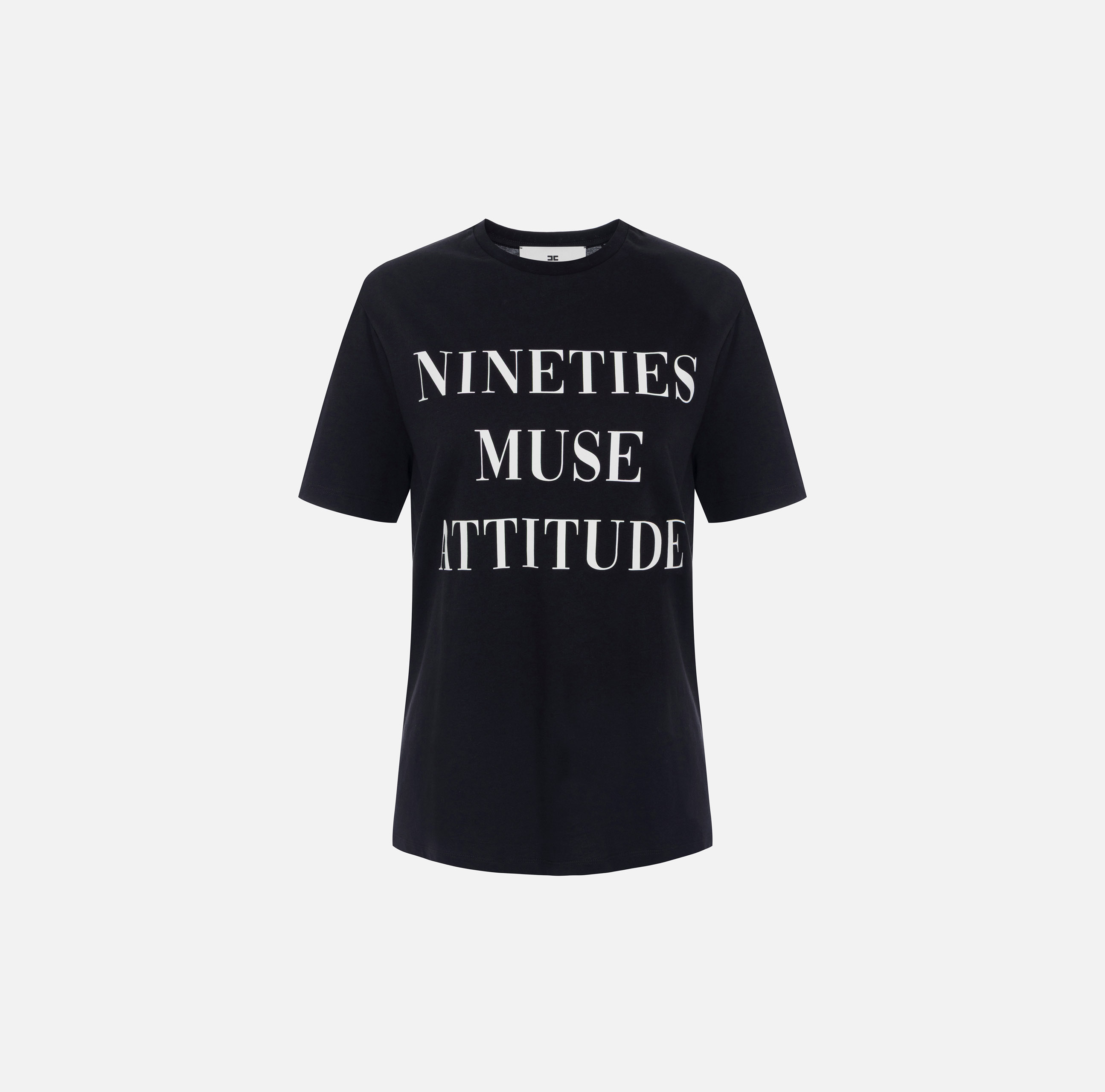 Elisabetta Franchi お洒落 チャーム付 ロゴ Tシャツ Elisabetta Franchi - Short Sleeve Round Neck T-Shirt - Chalk