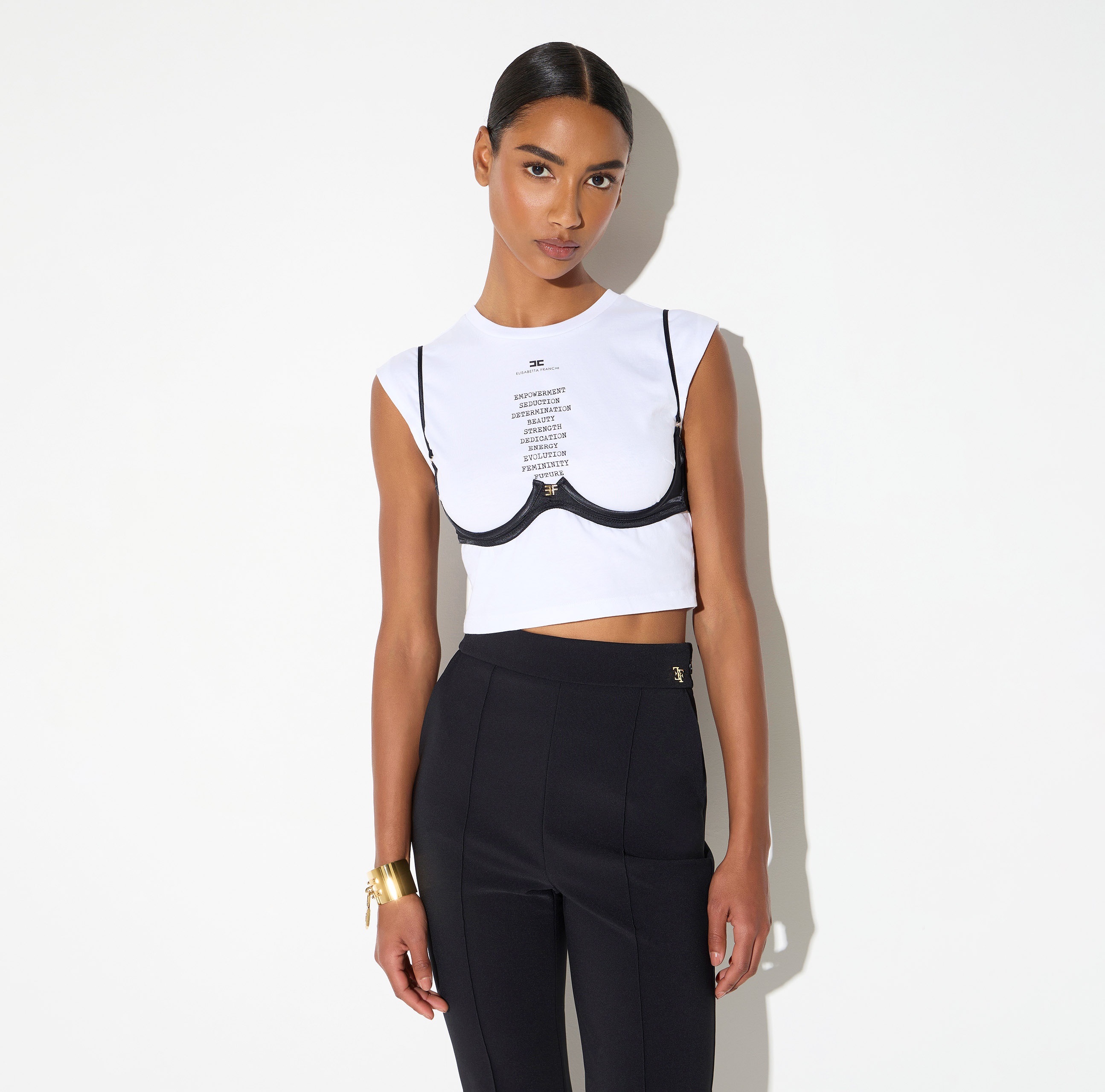 Lightweight jersey T-shirt with bra | Elisabetta Franchi