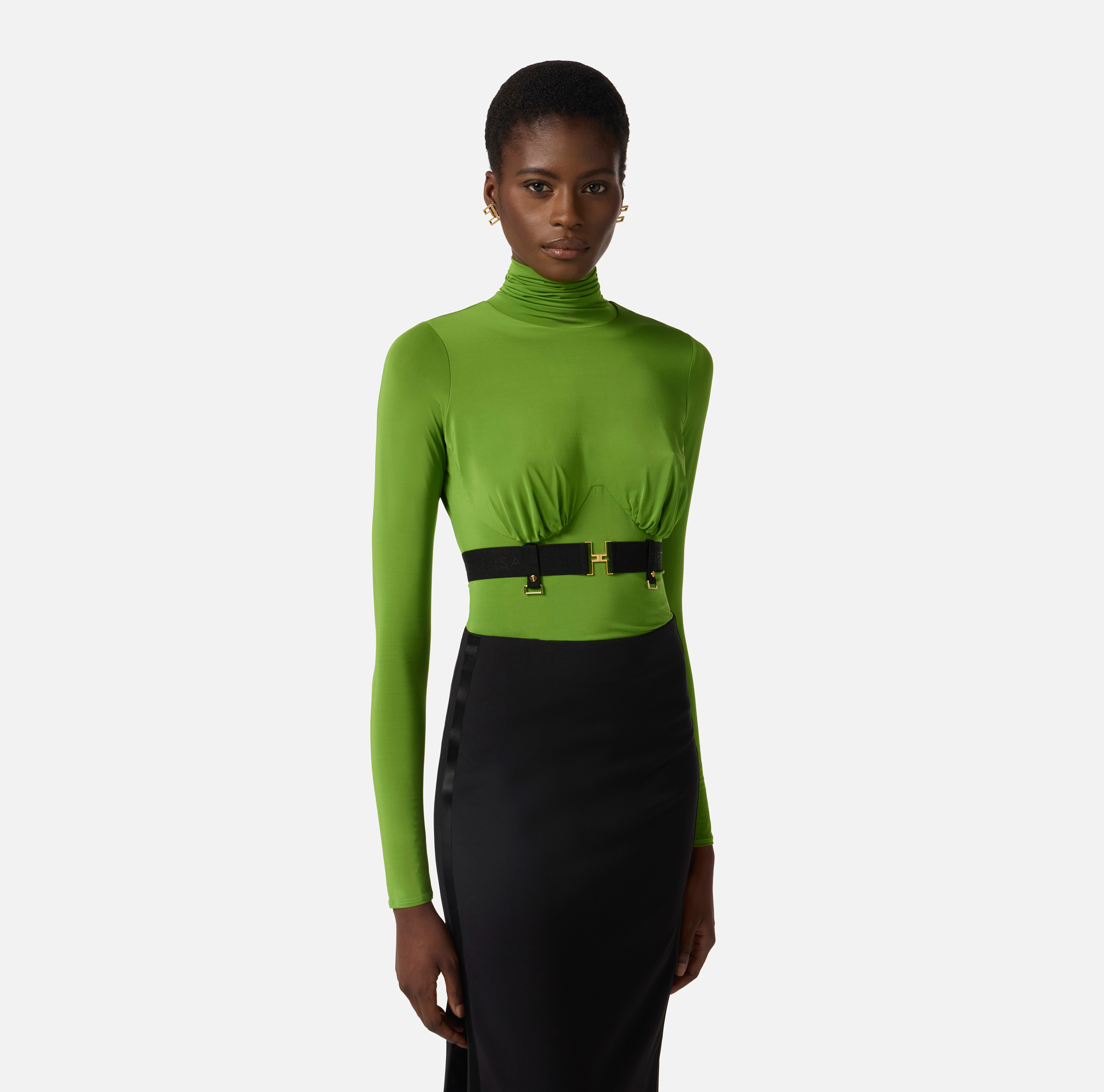 Turtleneck top in lightweight crêpe jersey fabric | Elisabetta Franchi