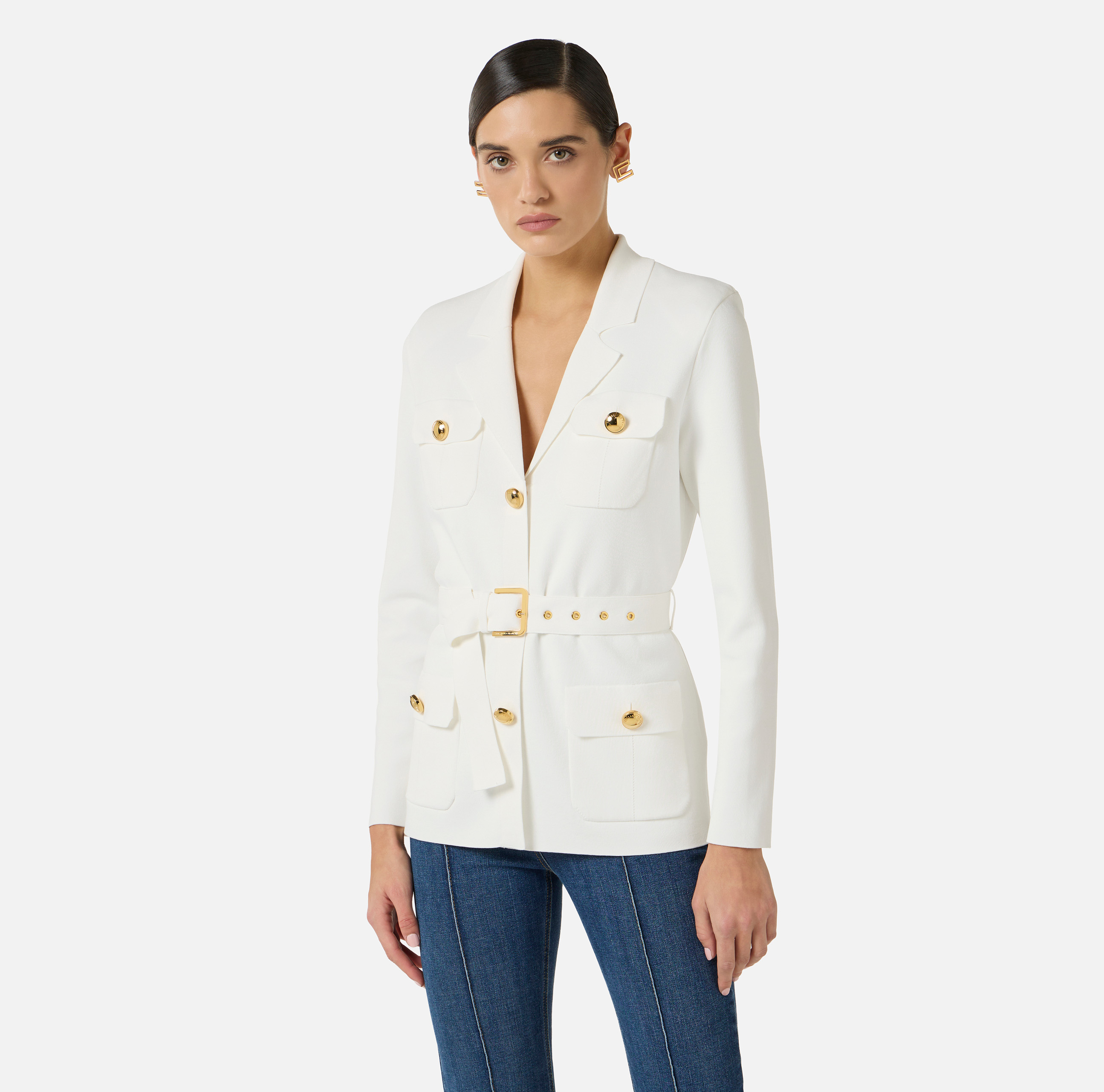 Full Milano stitch knit jacket | Elisabetta Franchi