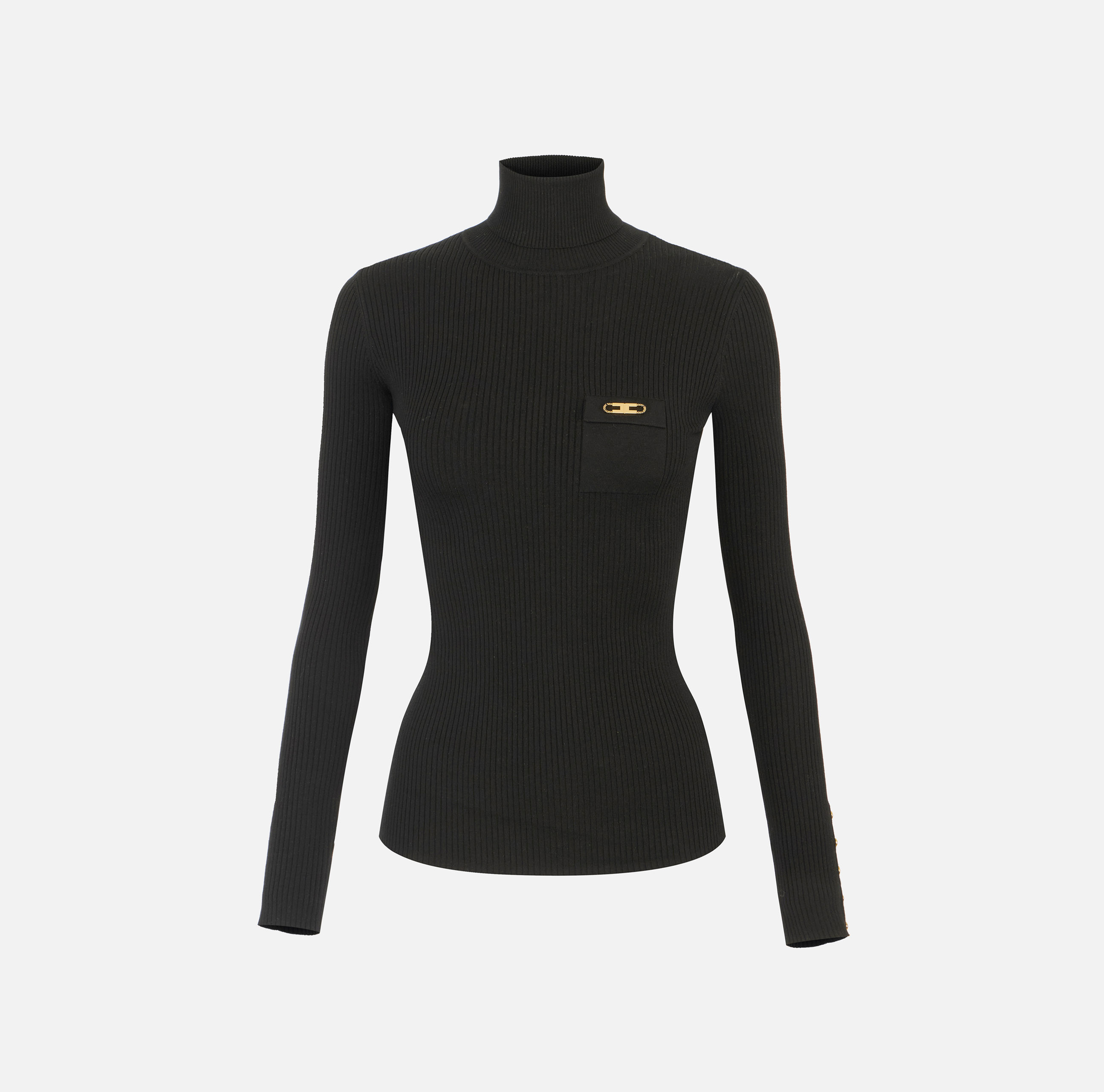 Ribbed knit top with breast pocket | Elisabetta Franchi