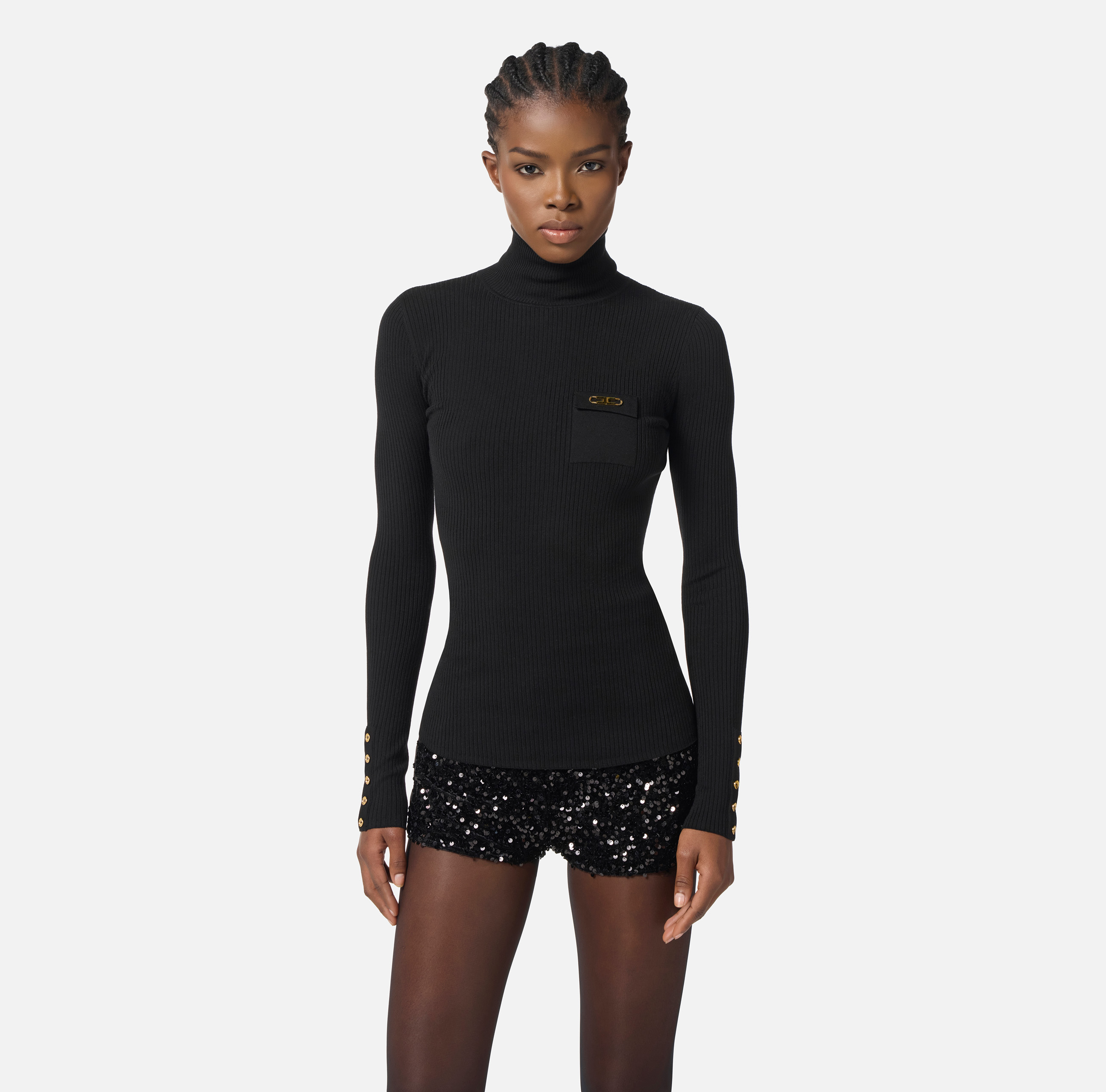 Ribbed knit top with breast pocket | Elisabetta Franchi