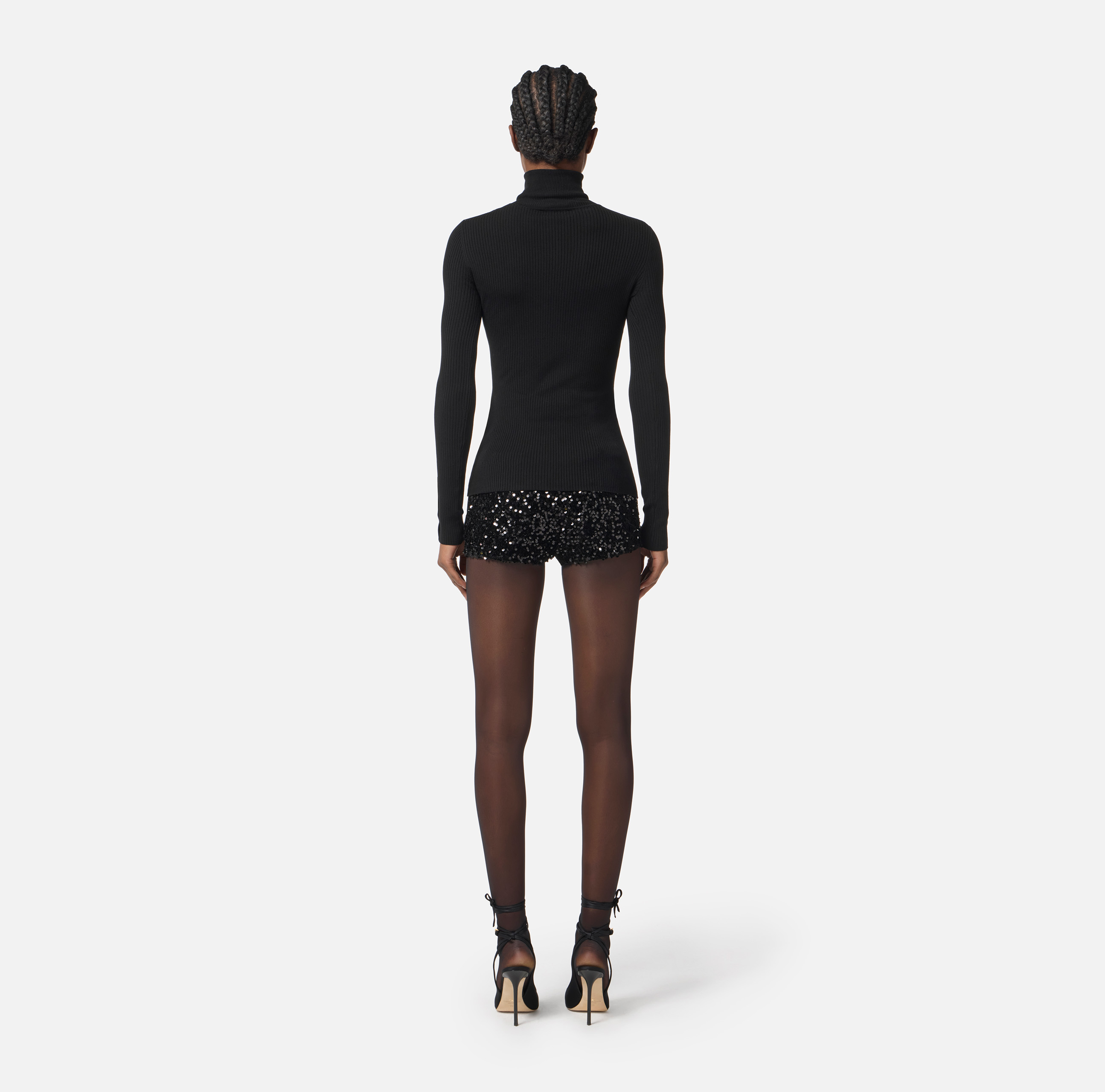 ELISABETTA FRANCHI 胸ポケットロゴ リブ ニット トップス ELISABETTA FRANCHI 胸ポケットロゴ リブ ニット トップス