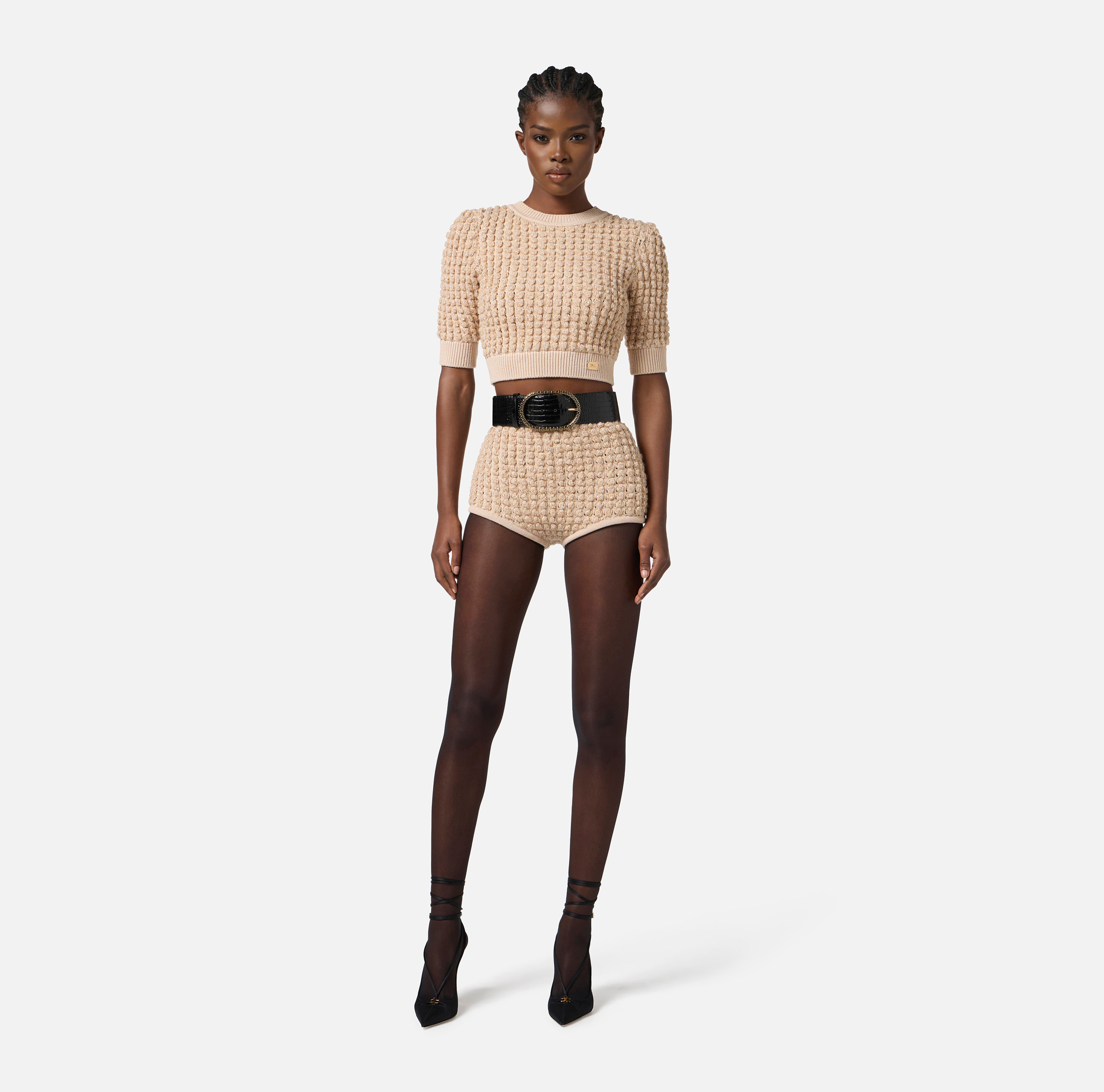 Bouclé knit top with sequins | Elisabetta Franchi