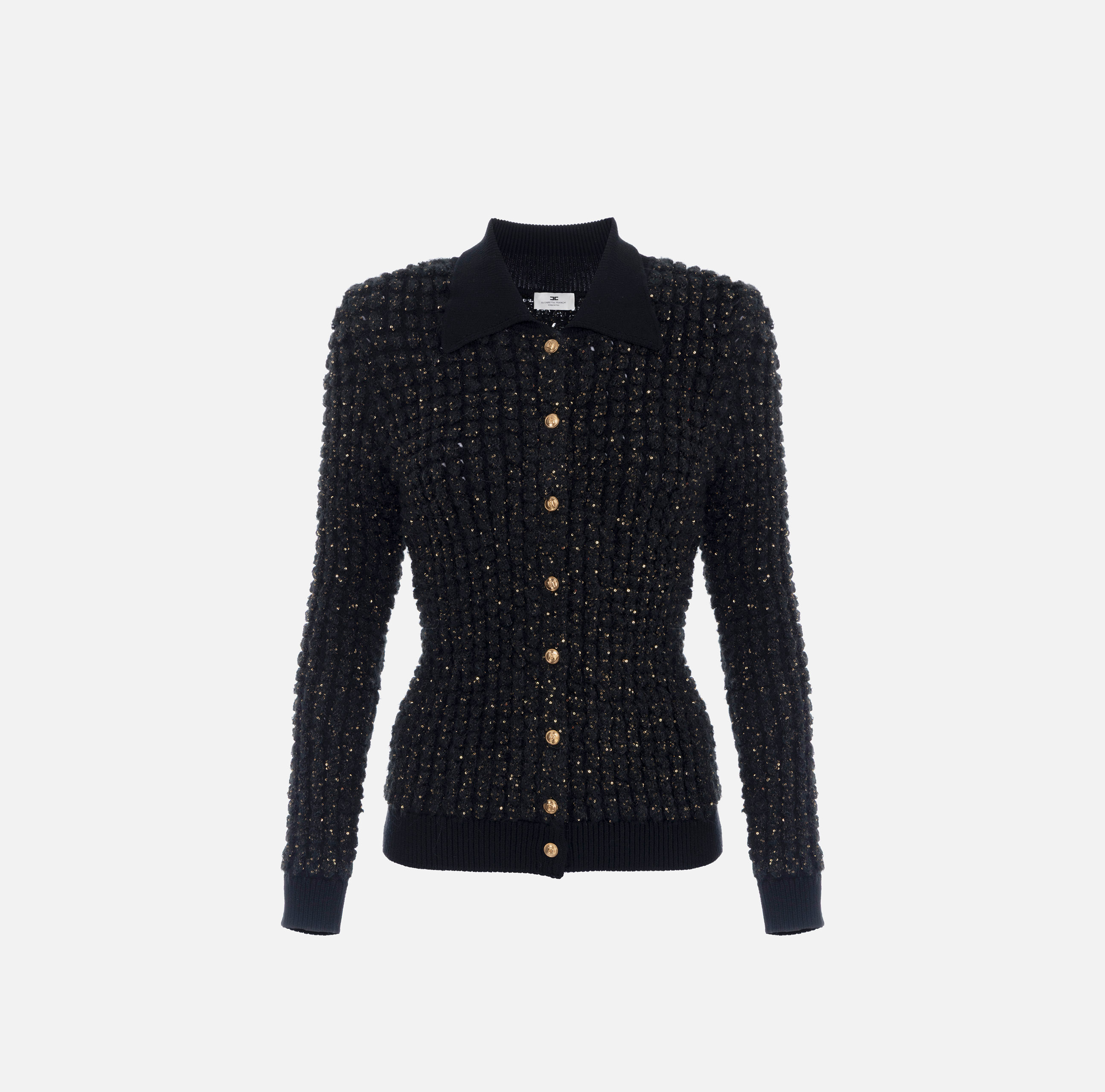 ELISABETTA FRANCHI チャーム カーディガン スリム ベージュ アンドミー andme フロントリボン 2way ニット カーディガン