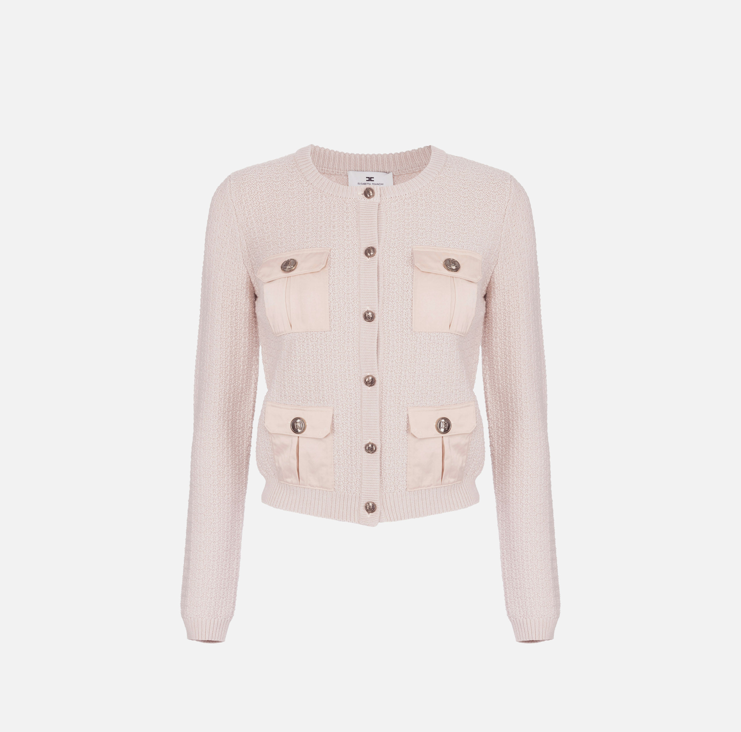 Bouclé fabric Cardigan with rhinestones