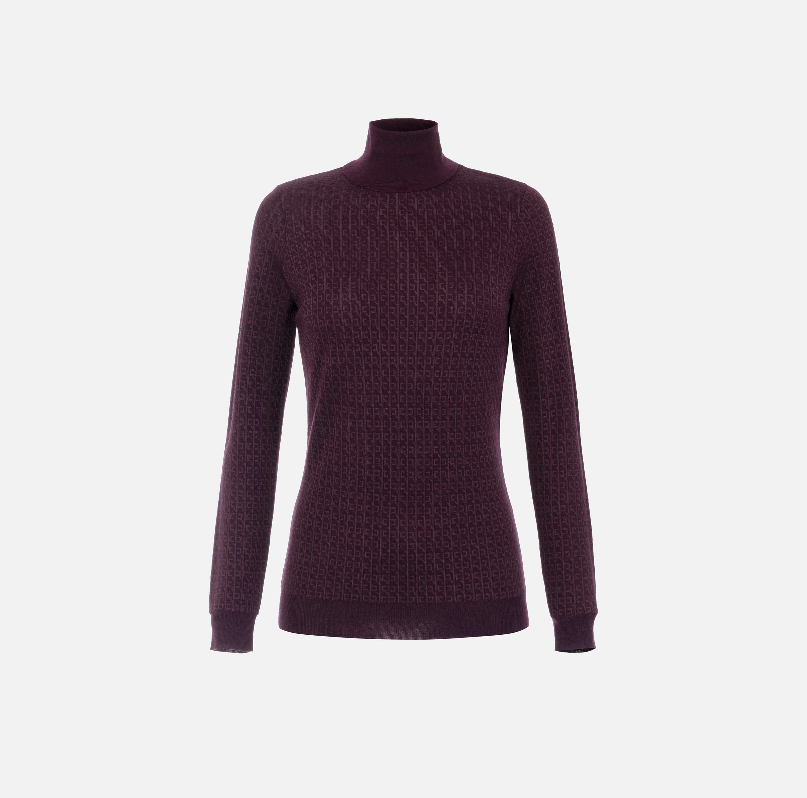 その他 ELISABETTA FRANCHI WOOL KNIT WITH JACQUARD MICRO LOGO Wool top with jacquard micro-logo | Elisabetta Franchi