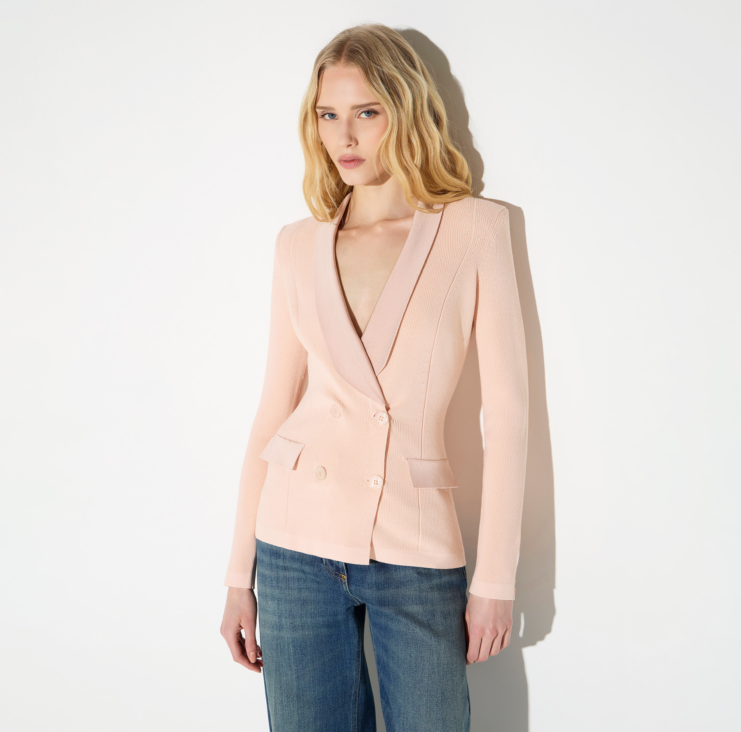Knit jacket with shiny viscose details | Elisabetta Franchi