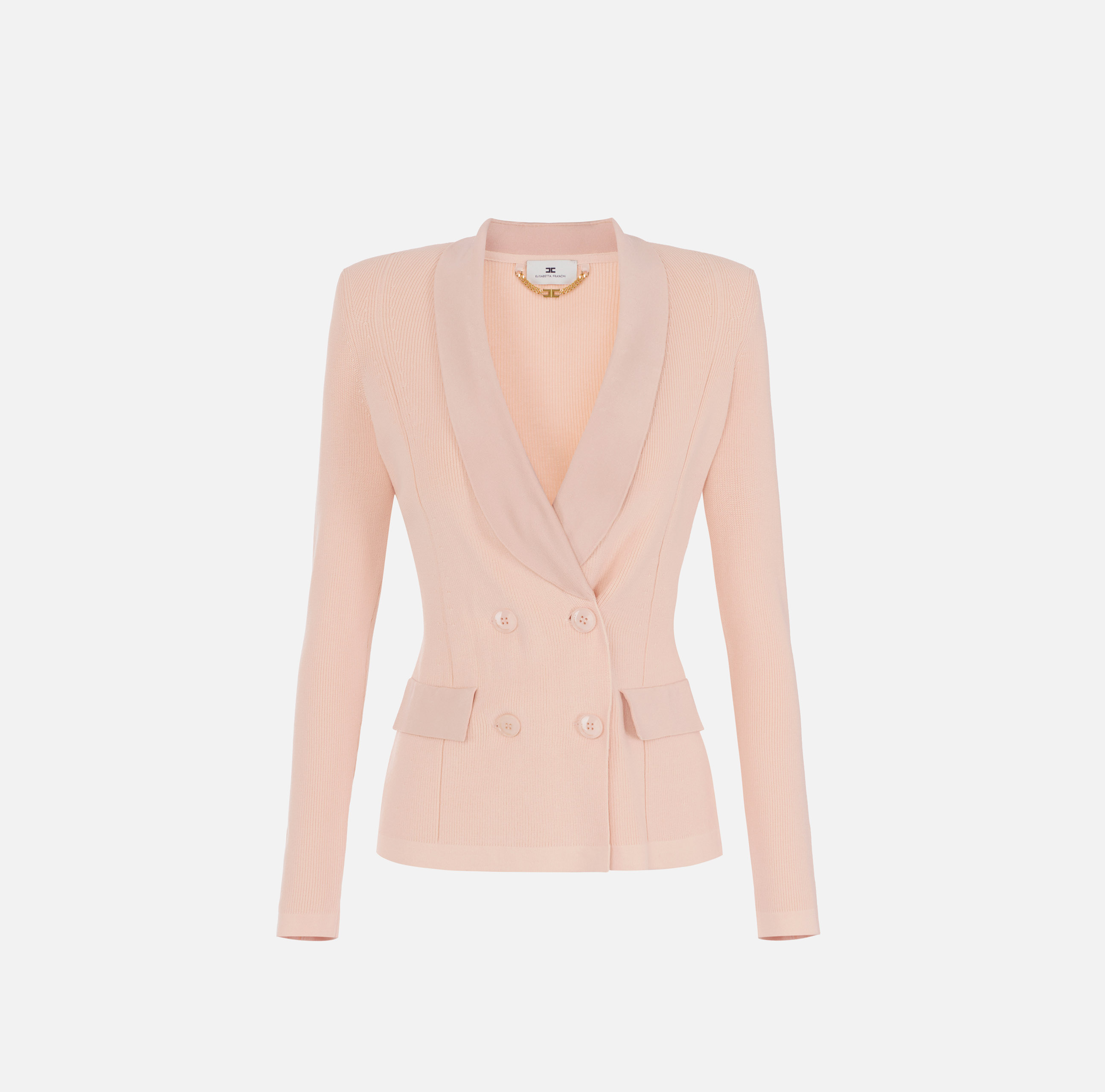 Knit jacket with shiny viscose details | Elisabetta Franchi