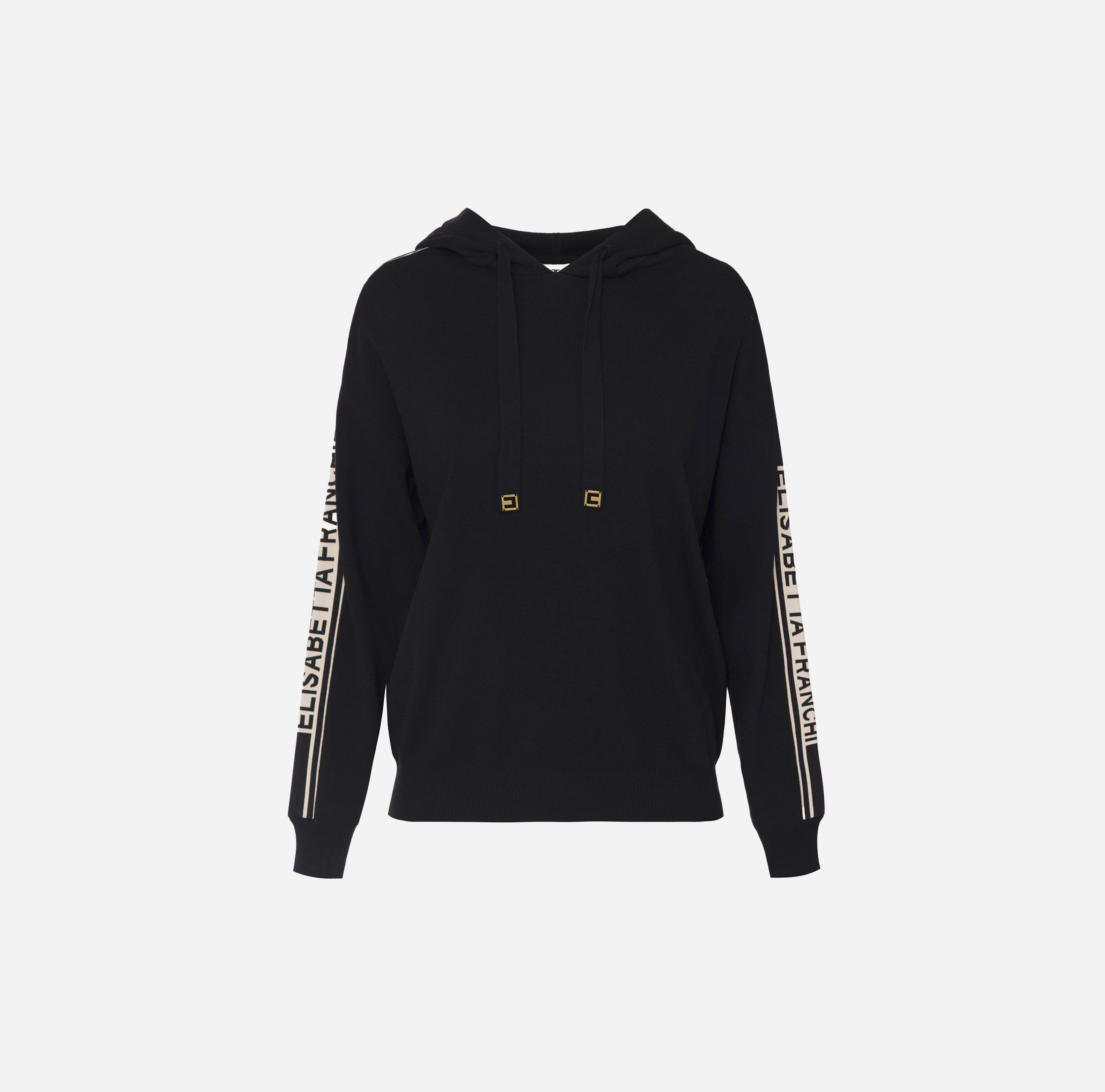 elisabetta franchi Sweat en viscose avec capuche et bandes contrastées