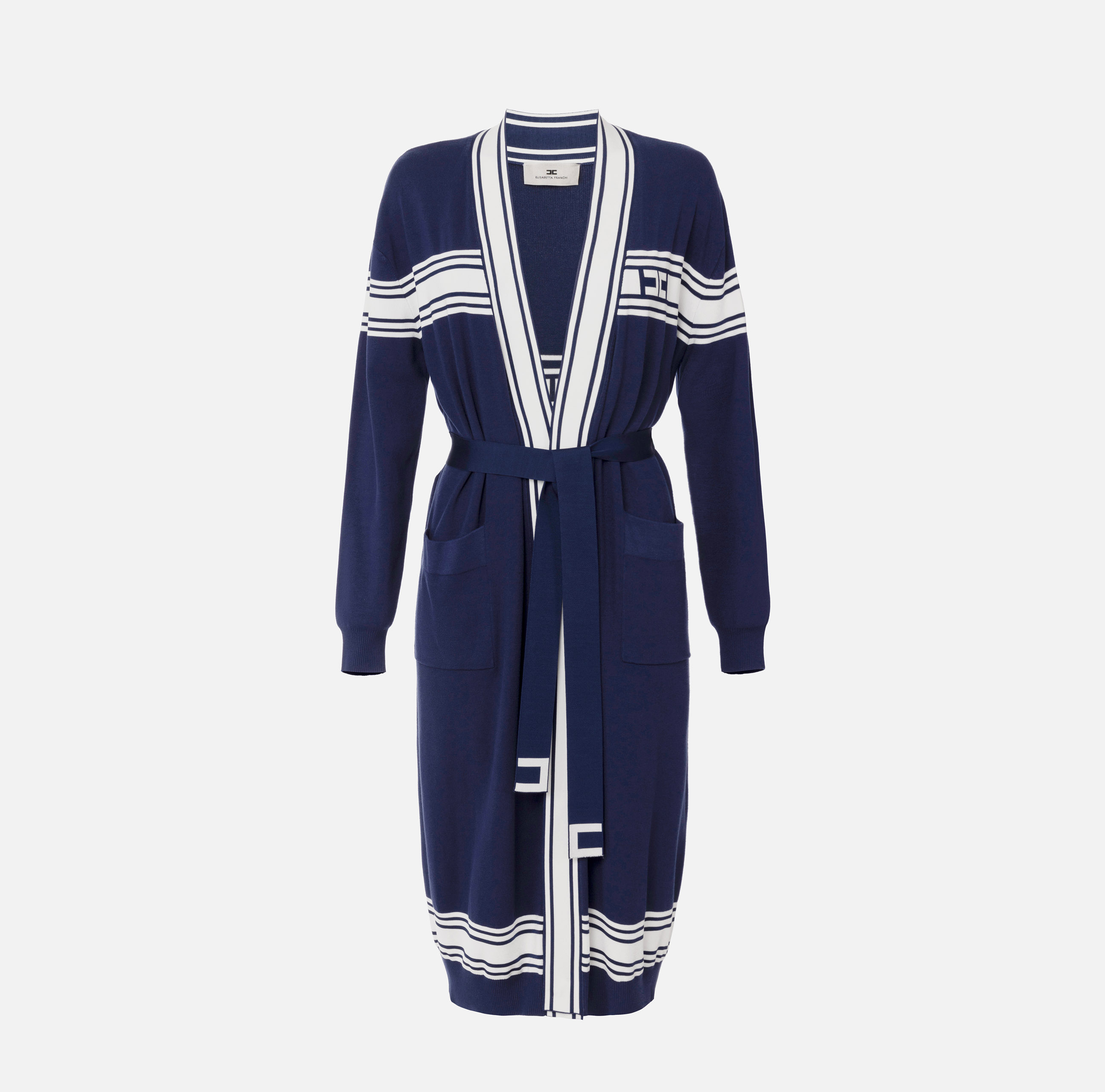 elisabetta franchi Cardigan en viscose avec bandes contrastées