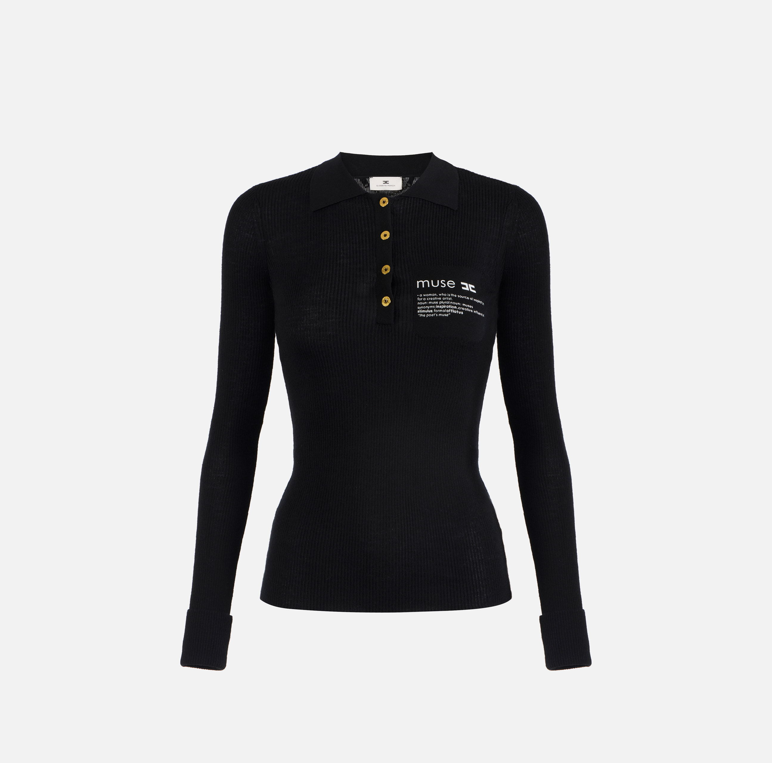 Knit polo shirt with lettering detail | Elisabetta Franchi Knit polo shirt with lettering detail | Elisabetta Franchi