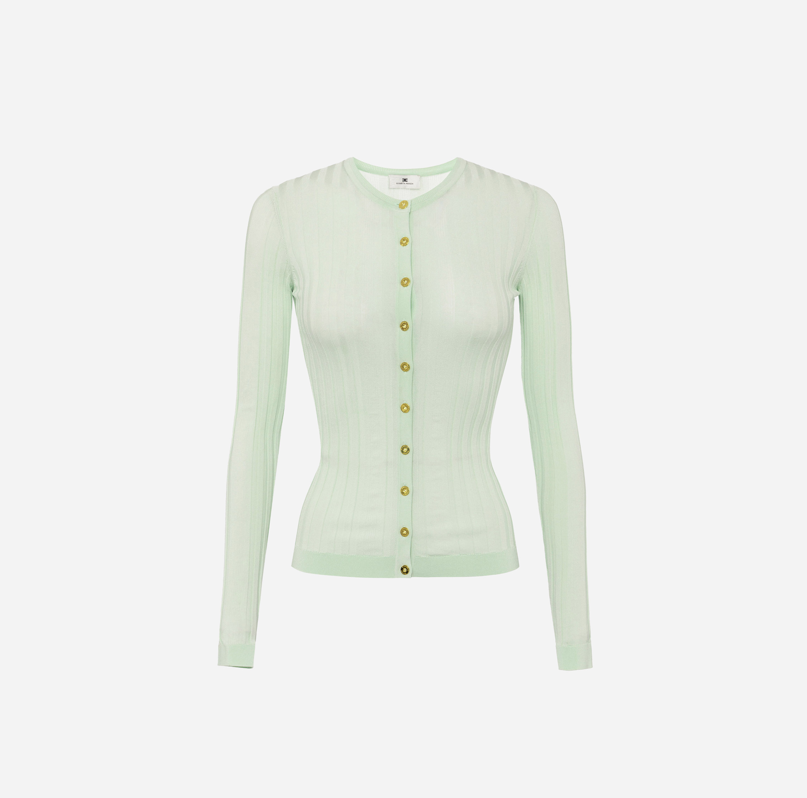 elisabetta franchi Cardigan en coton avec transparences et boutons dorés