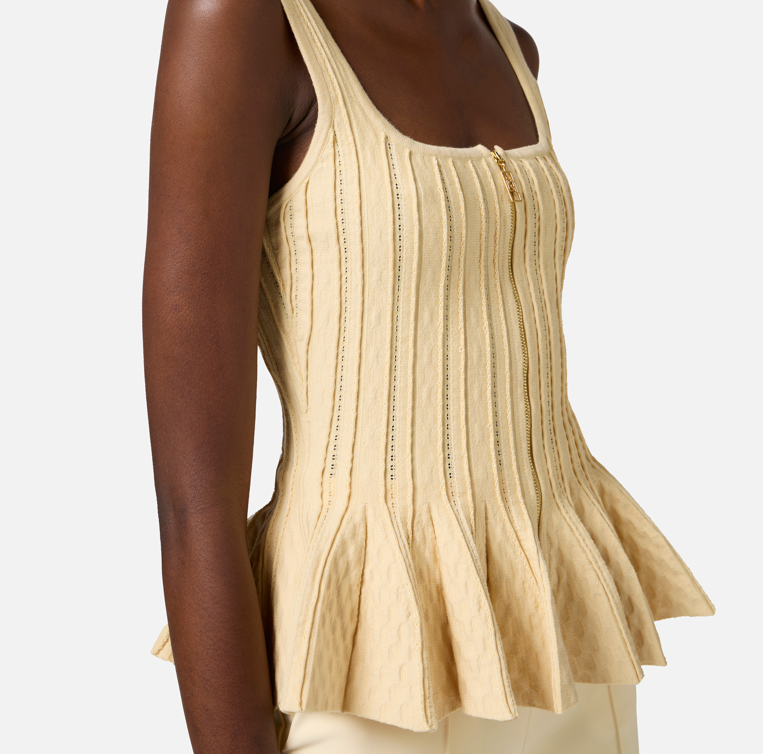 Pleated knit top with peplum | Elisabetta Franchi