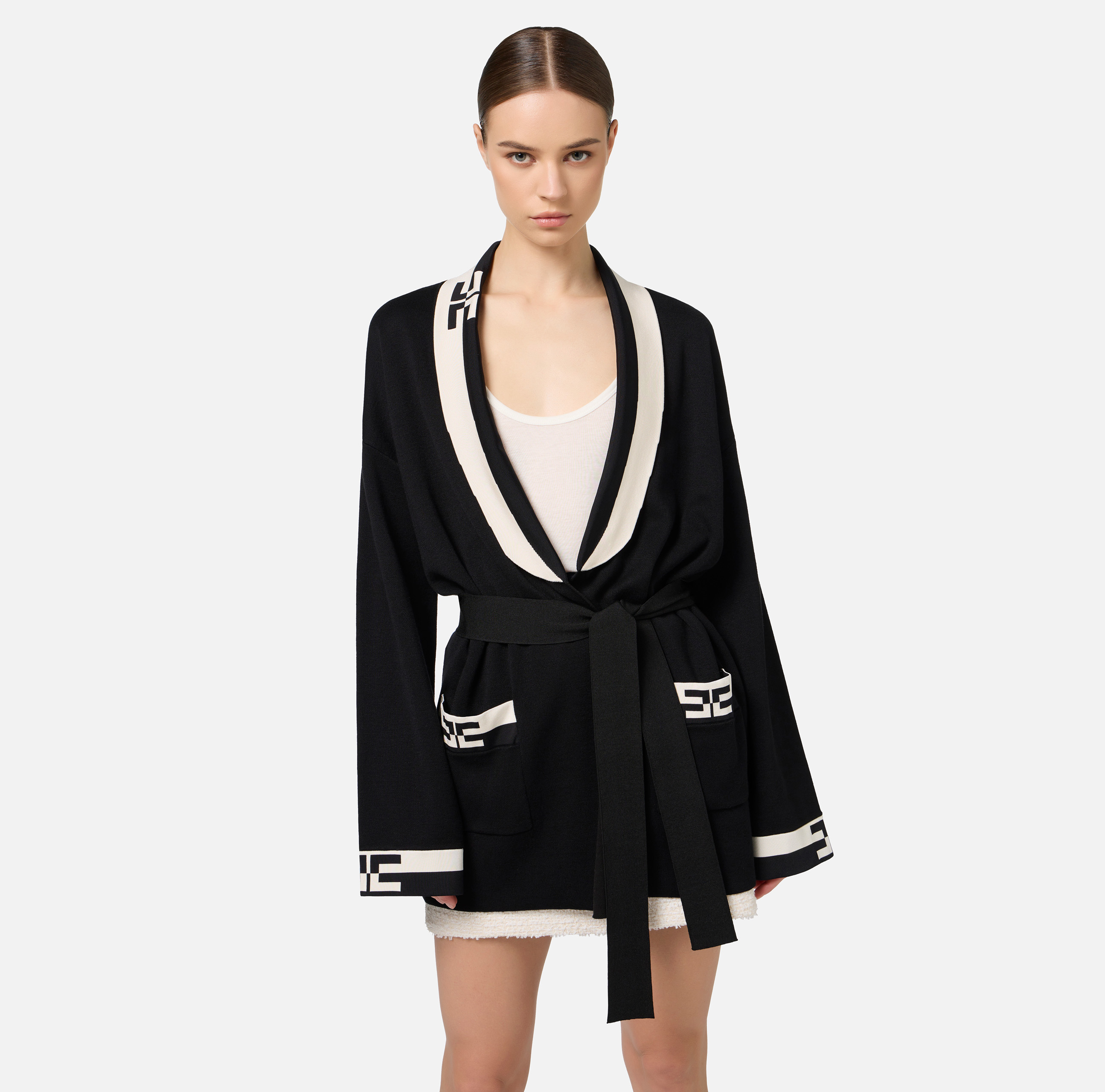 Elisabetta Franchi Logo tape knitted mini dress | AM16S16E2685