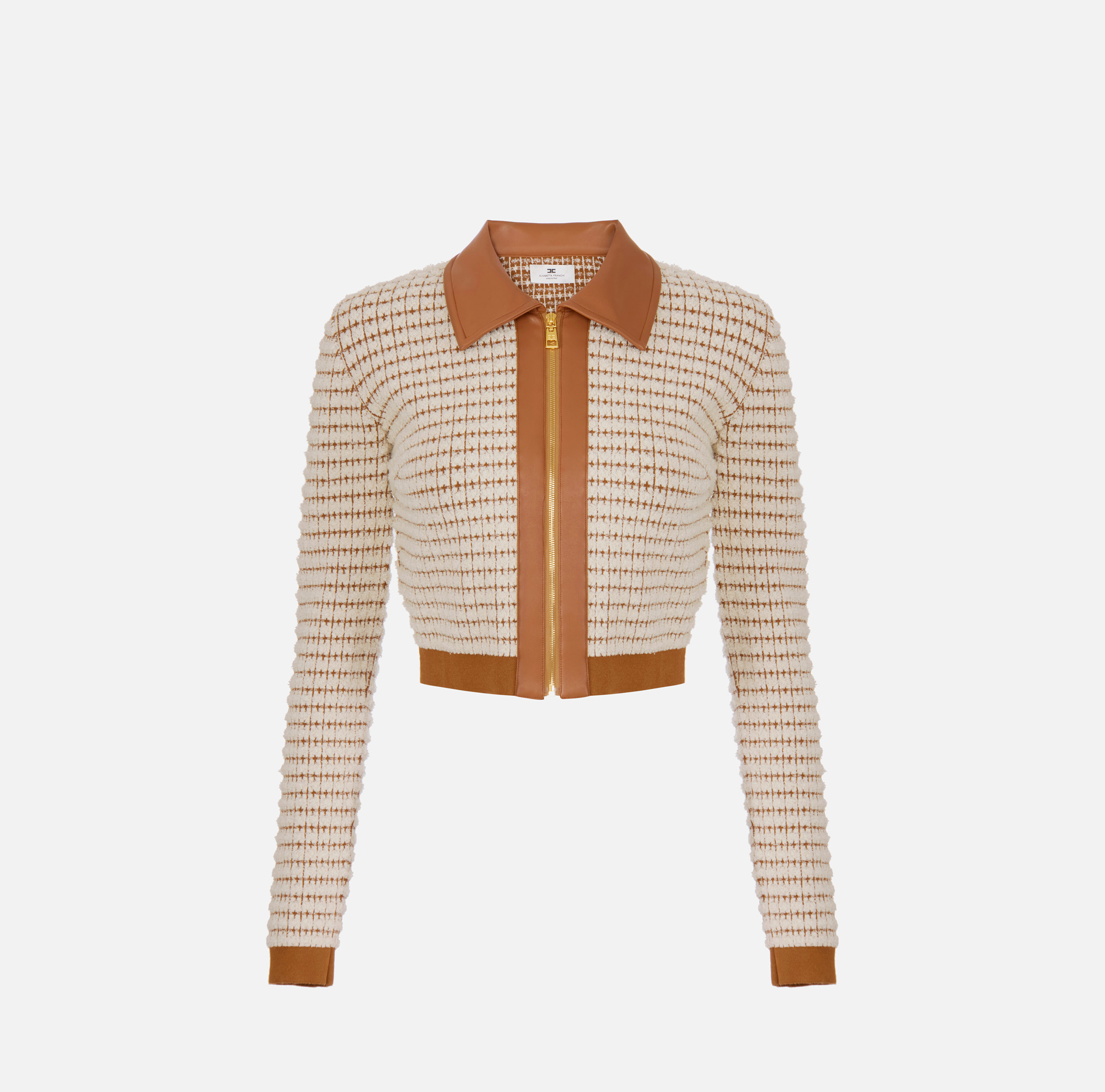 Cardigan in chenille fabric with waffle stitch | Elisabetta Franchi