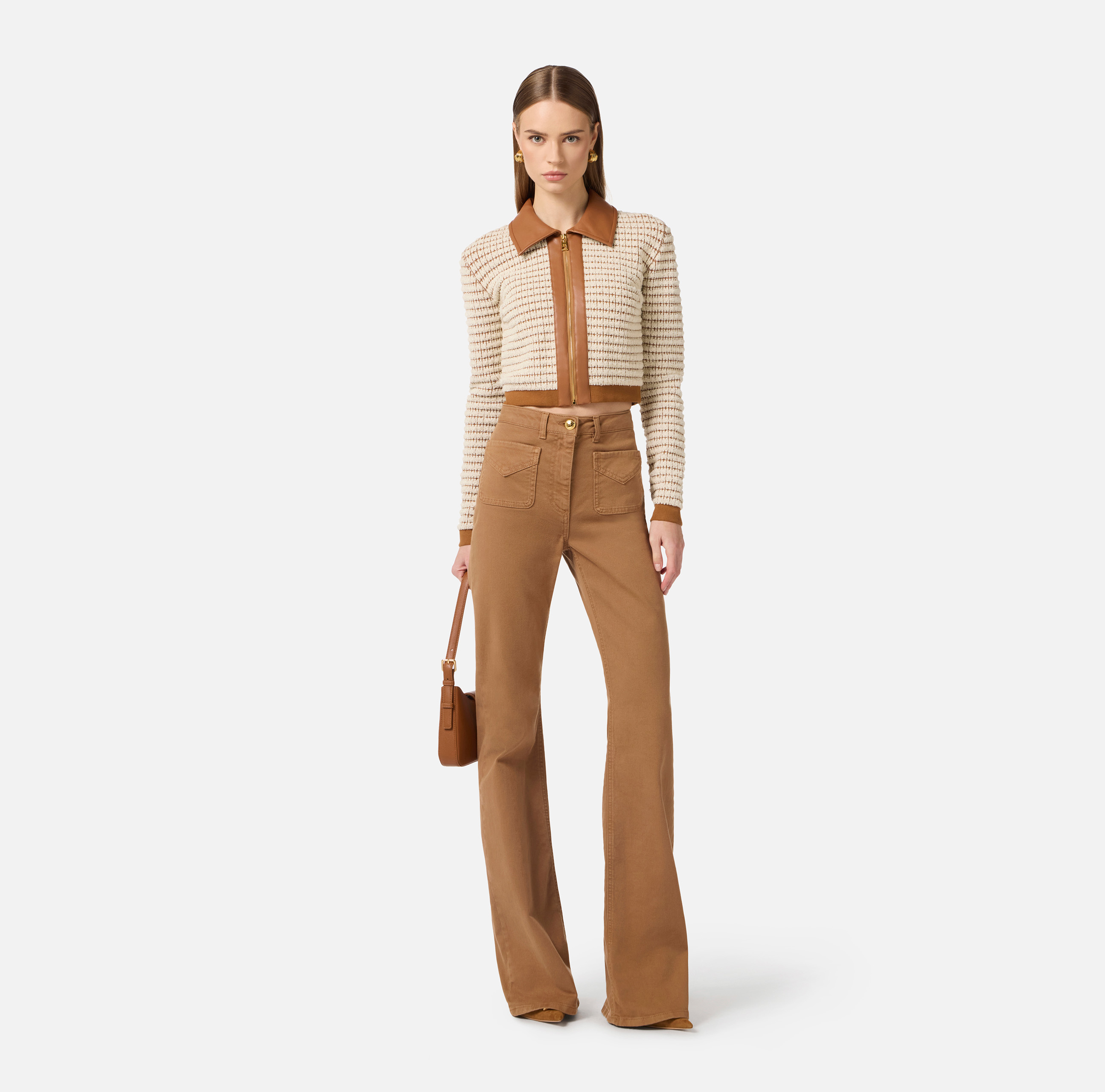 Cardigan in chenille fabric with waffle stitch | Elisabetta Franchi